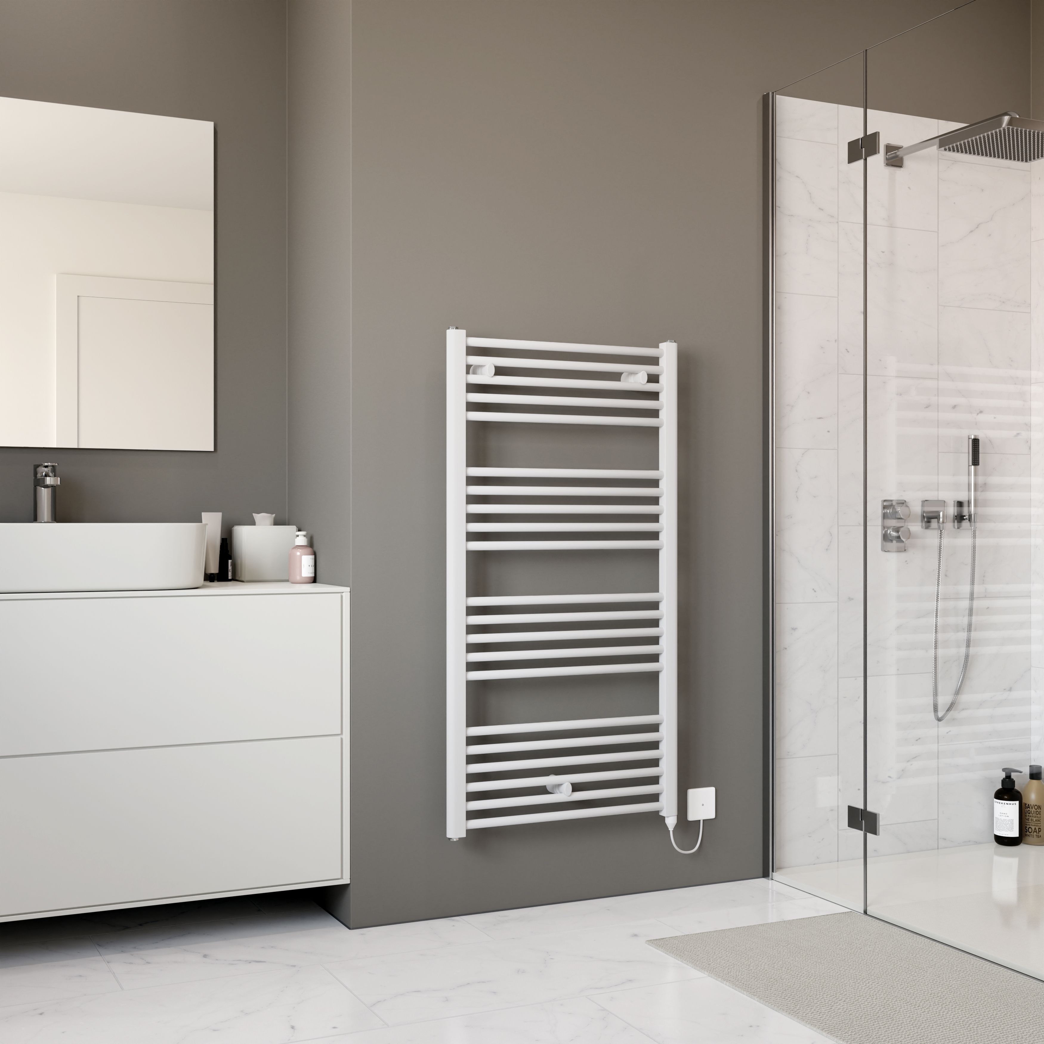 Ximax Joker Satin white Vertical Electric designer Radiator, (W)600mm x (H)1140mm