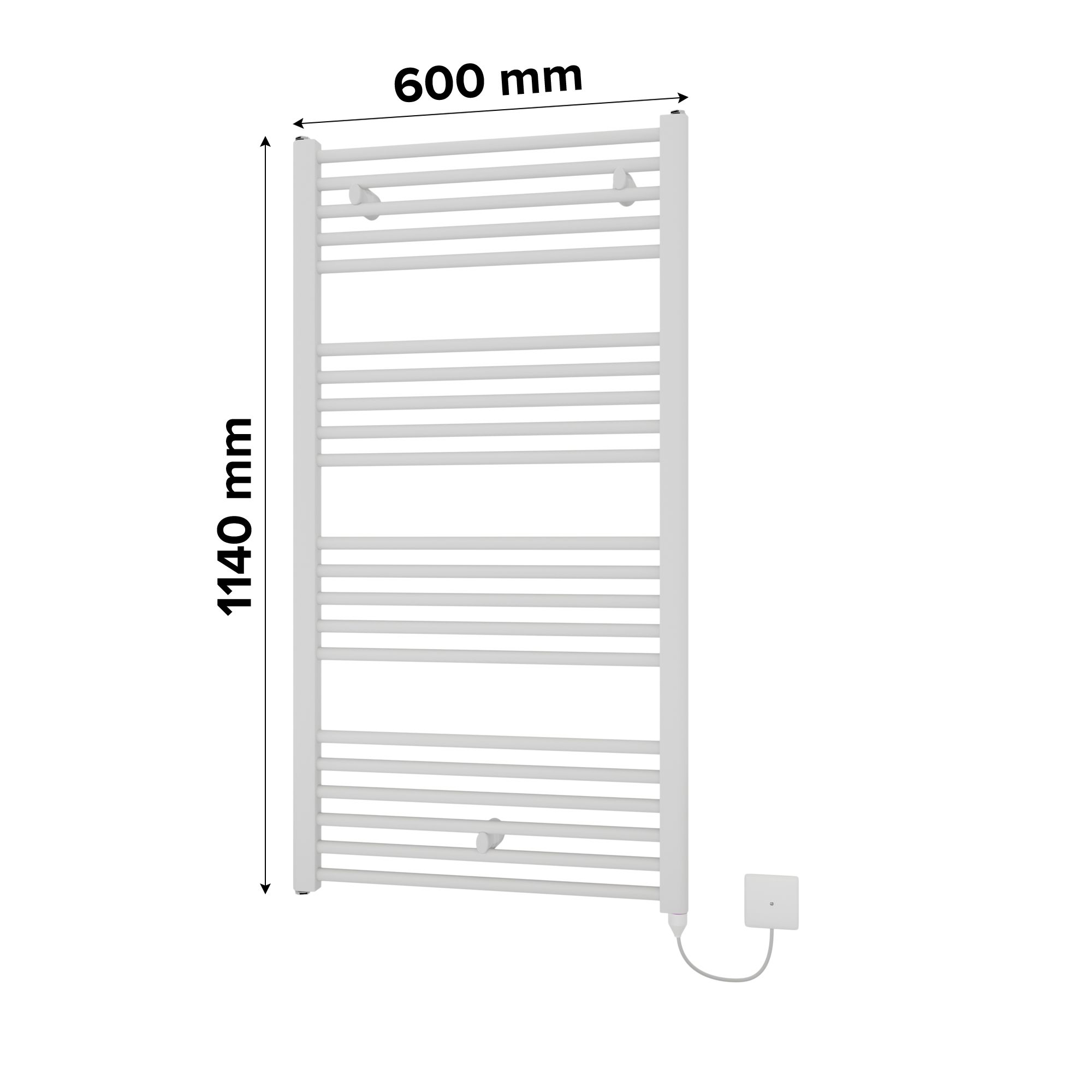 Ximax Joker Satin white Vertical Electric designer Radiator, (W)600mm x (H)1140mm
