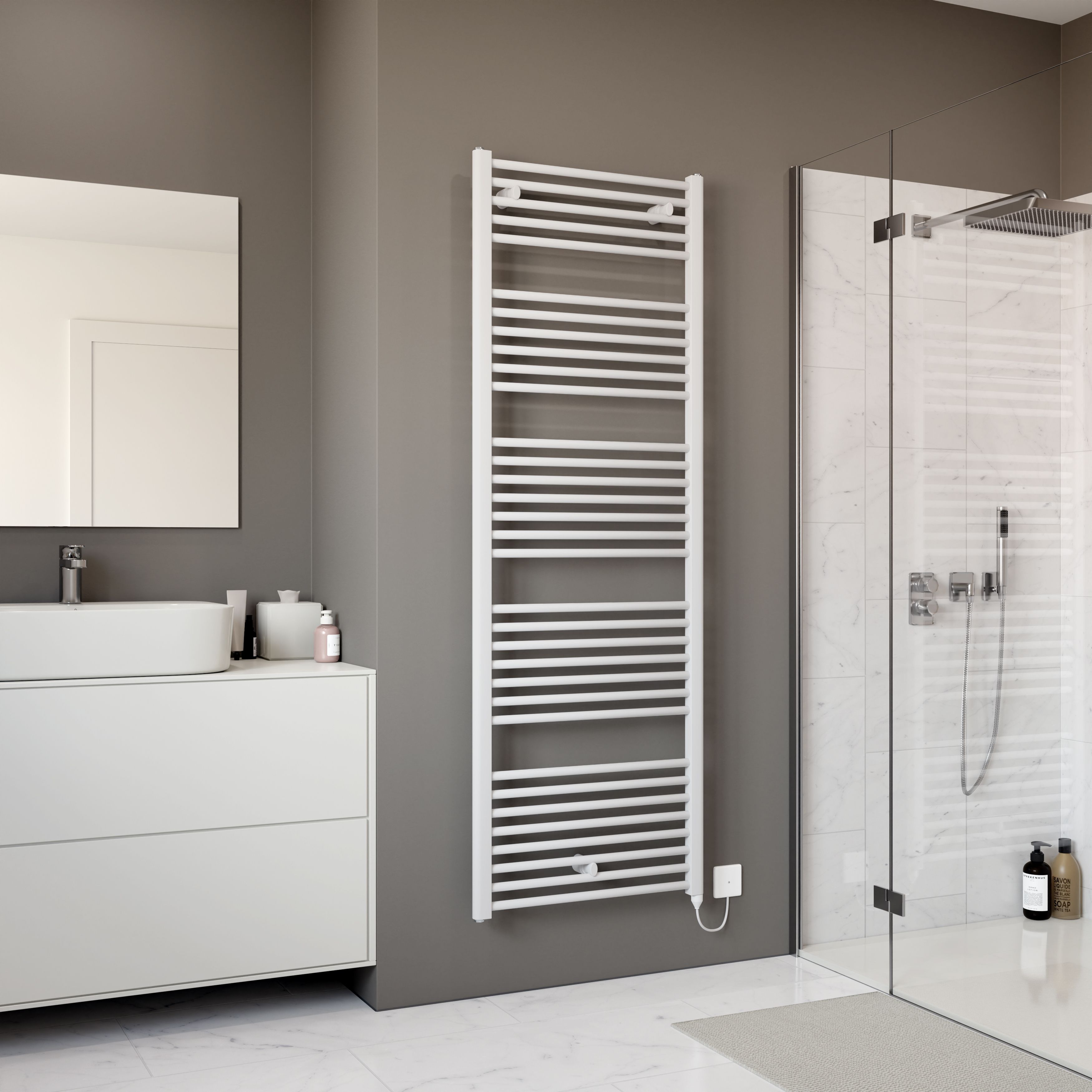 Ximax Joker Satin white Vertical Electric designer Radiator, (W)600mm x (H)1728mm