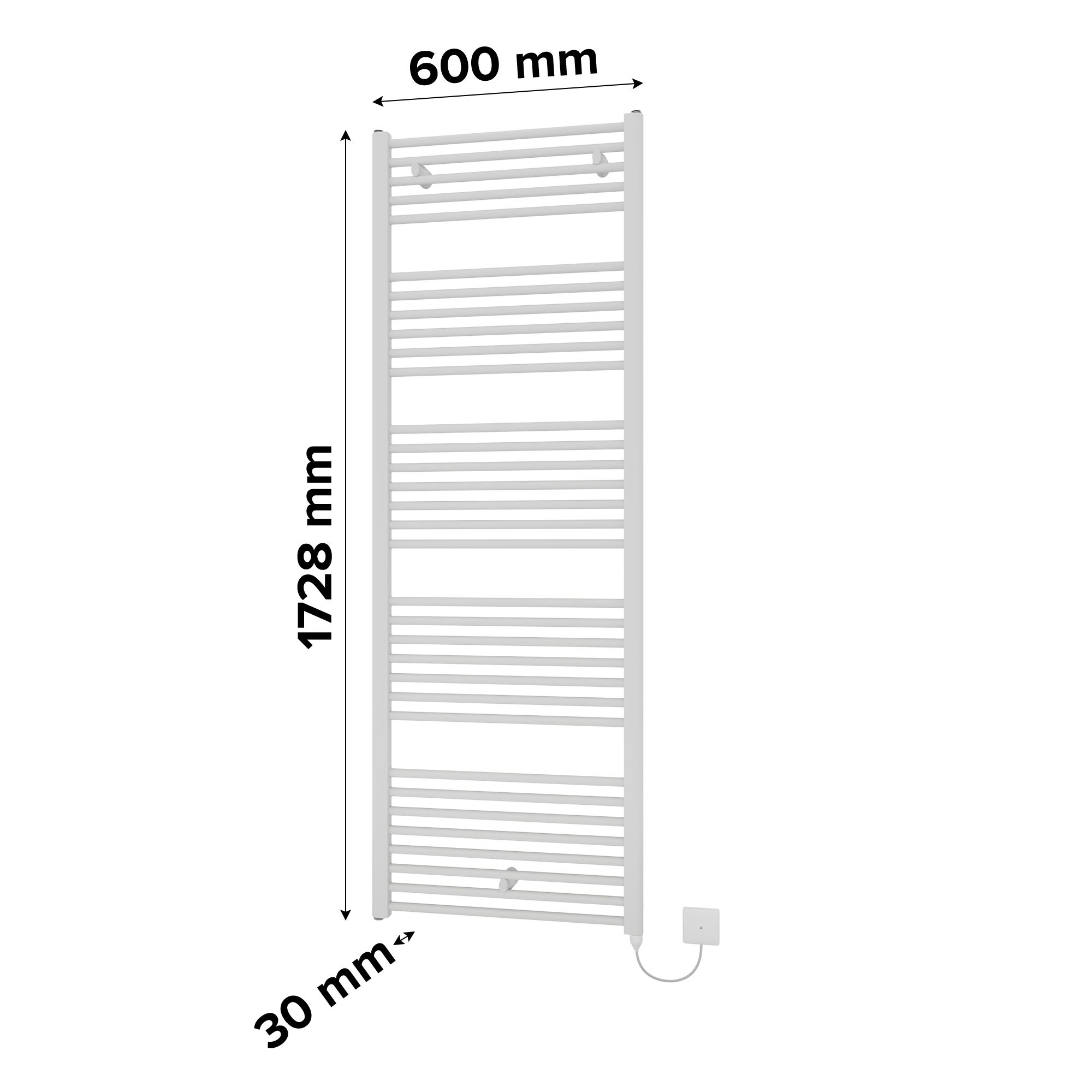 Ximax Joker Satin white Vertical Electric designer Radiator, (W)600mm x (H)1728mm