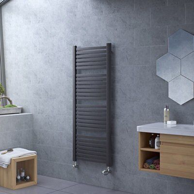Ximax K4, Anthracite Vertical Curved Towel radiator (W)480mm x (H)765mm