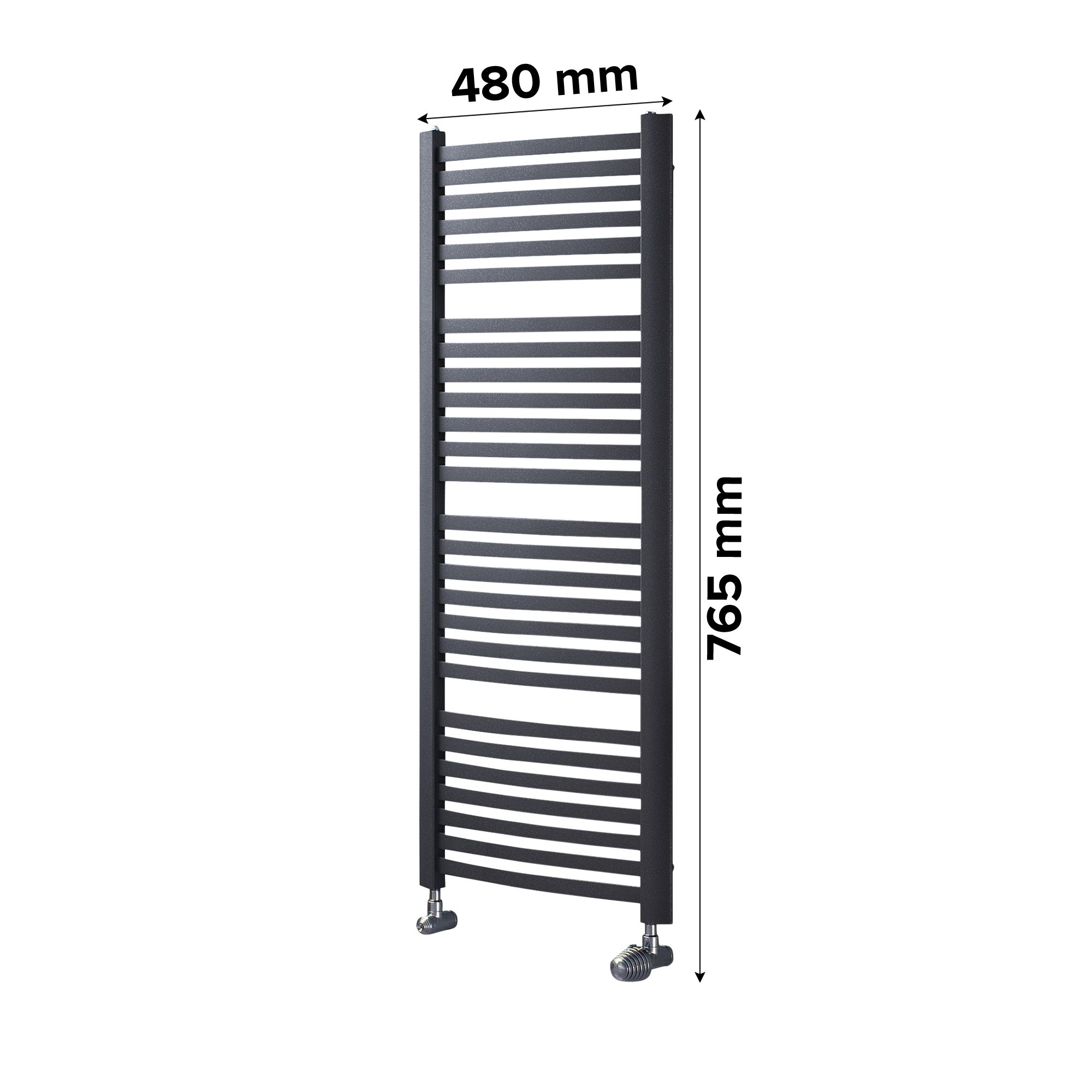 Ximax K4, Anthracite Vertical Curved Towel radiator (W)580mm x (H)1215mm
