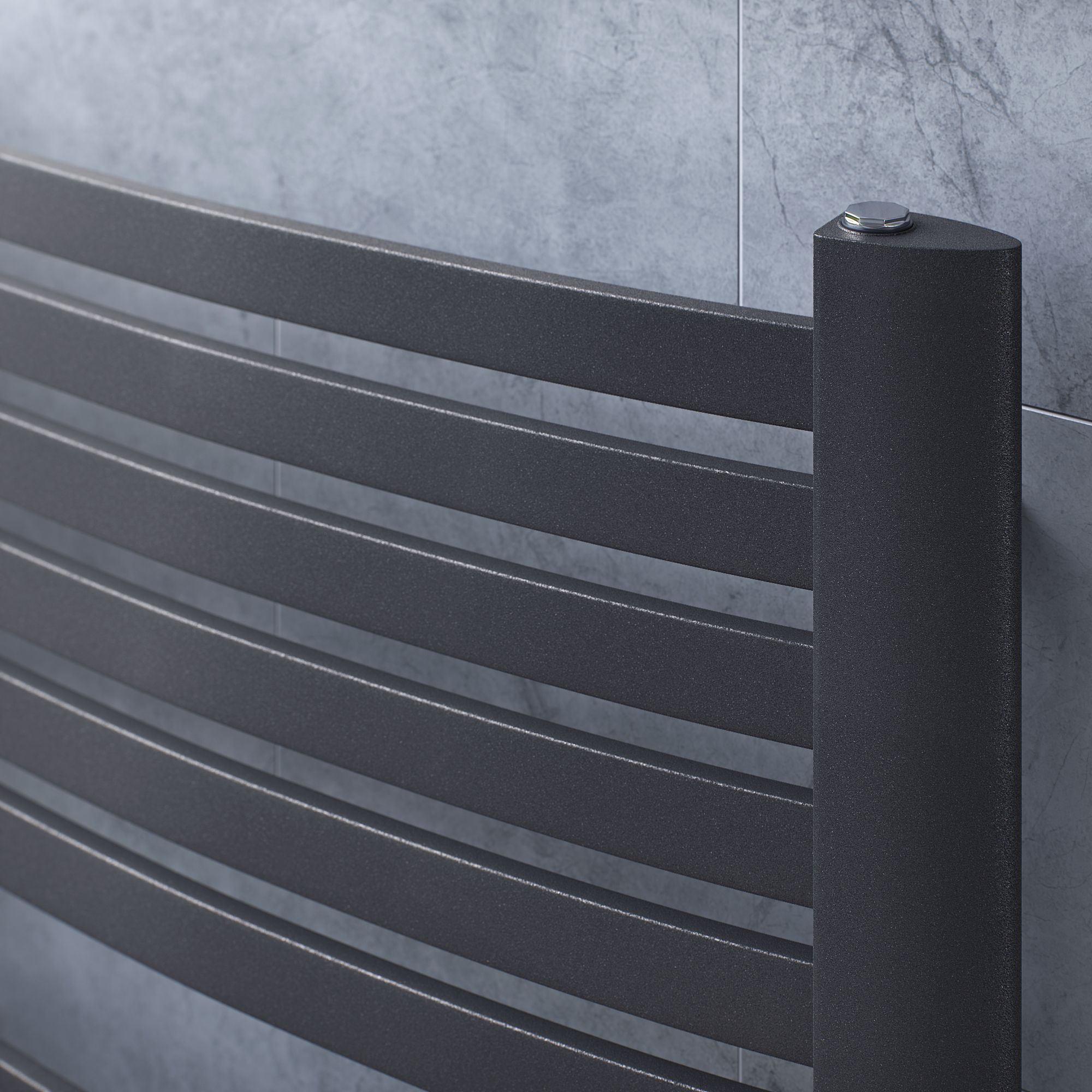 Ximax K4, Anthracite Vertical Curved Towel radiator (W)580mm x (H)1215mm