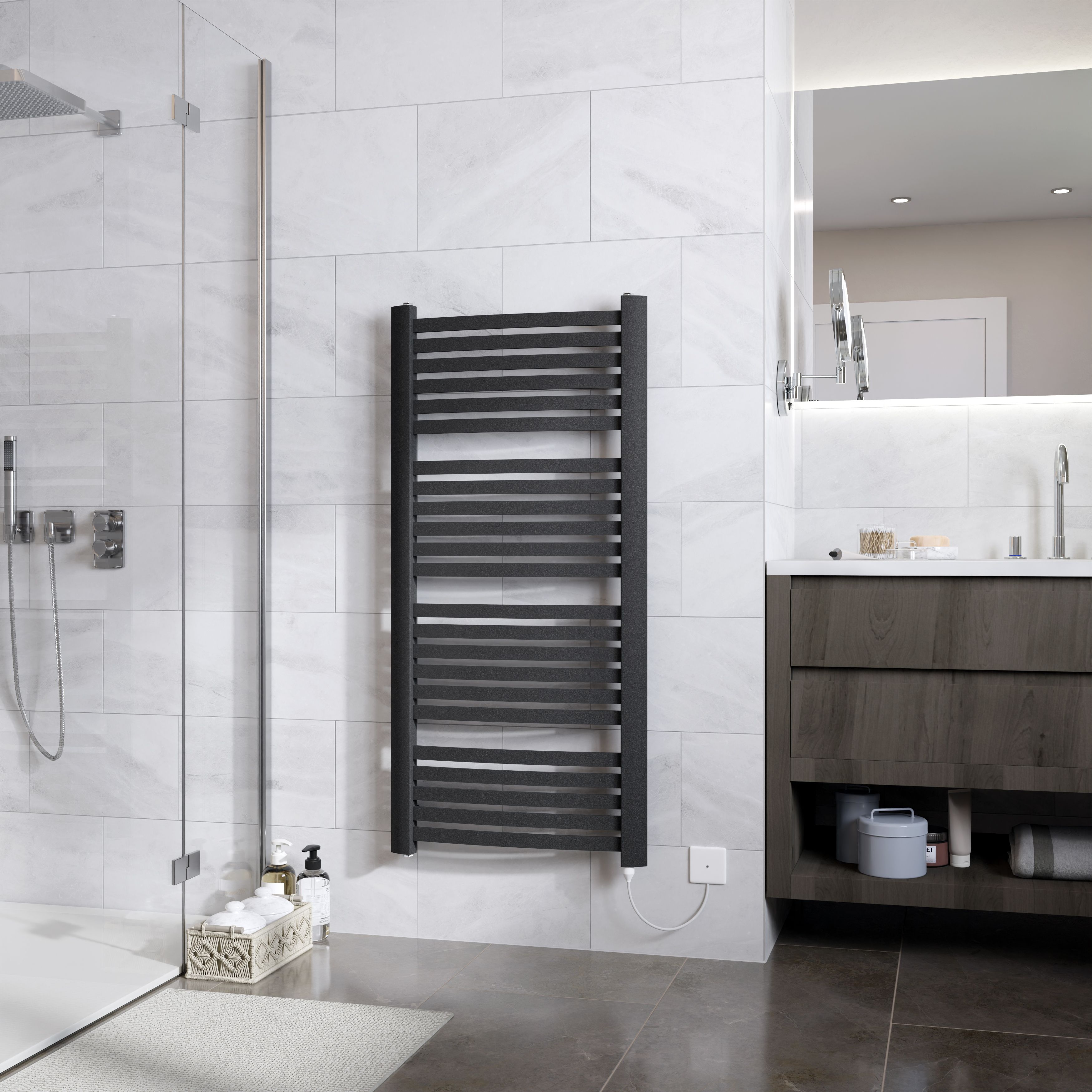 Ximax K4 Matt anthracite Vertical Electric designer Radiator, (W)580mm x (H)1215mm