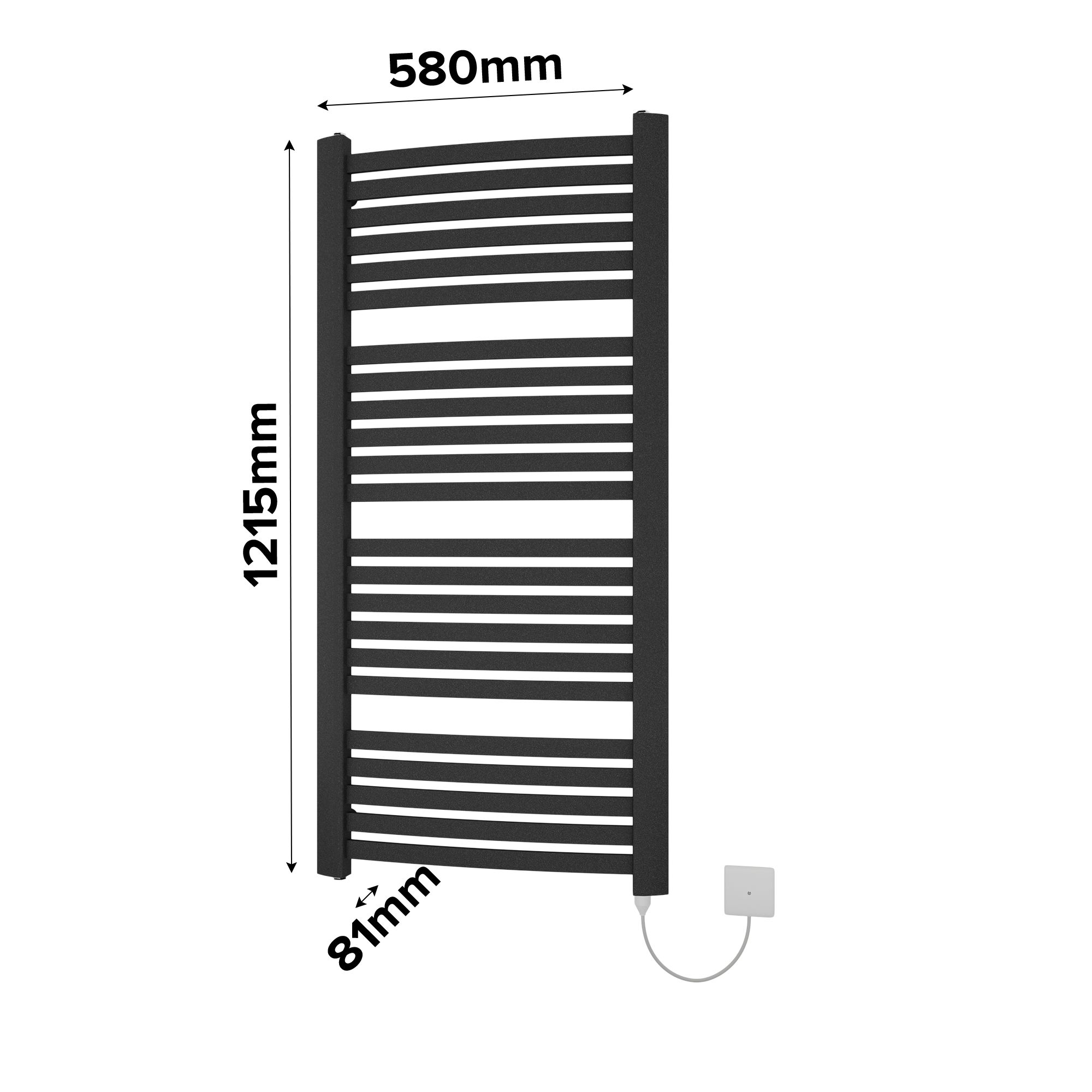 Ximax K4 Matt anthracite Vertical Electric designer Radiator, (W)580mm x (H)1215mm