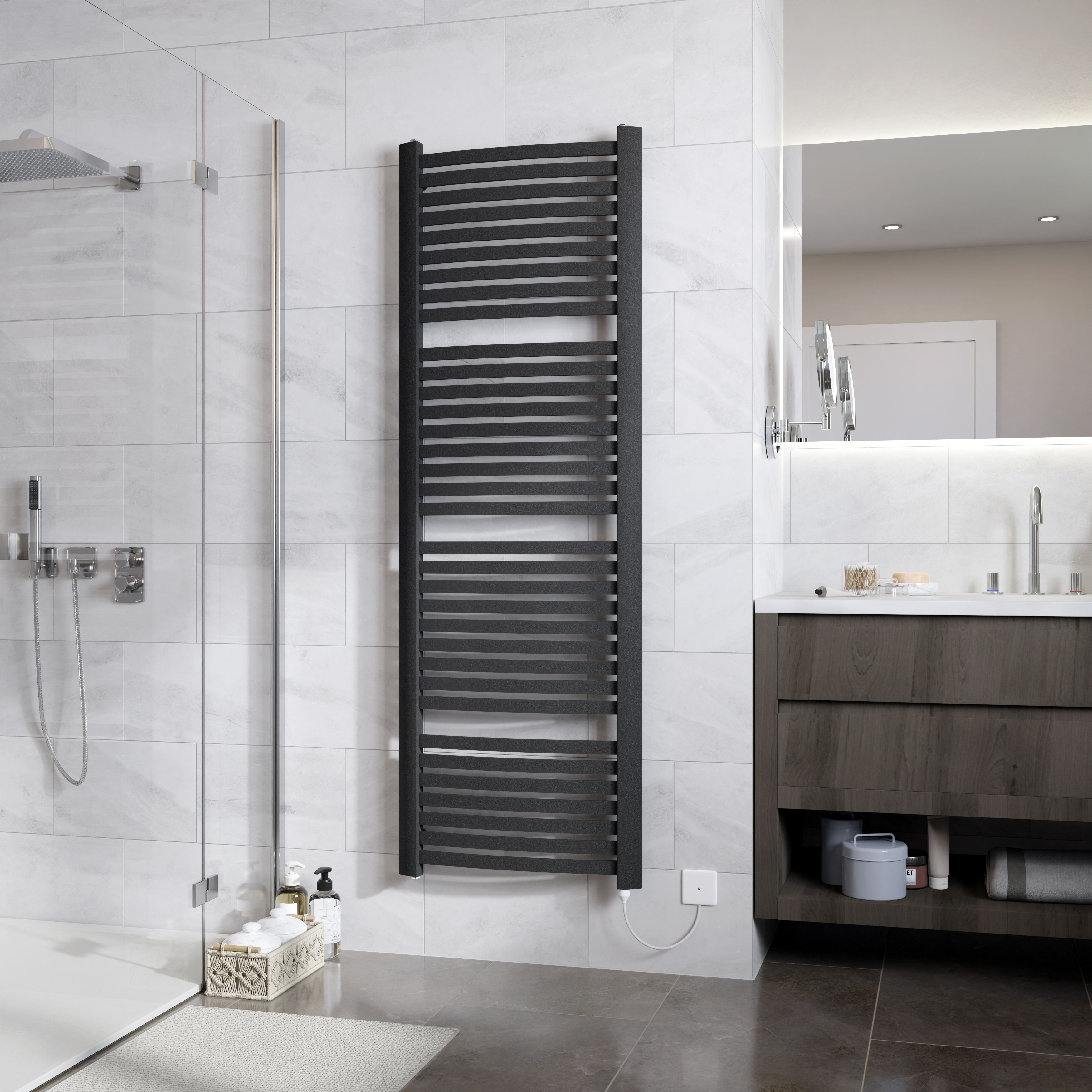 Ximax K4 Matt anthracite Vertical Electric designer Radiator, (W)580mm x (H)1710mm