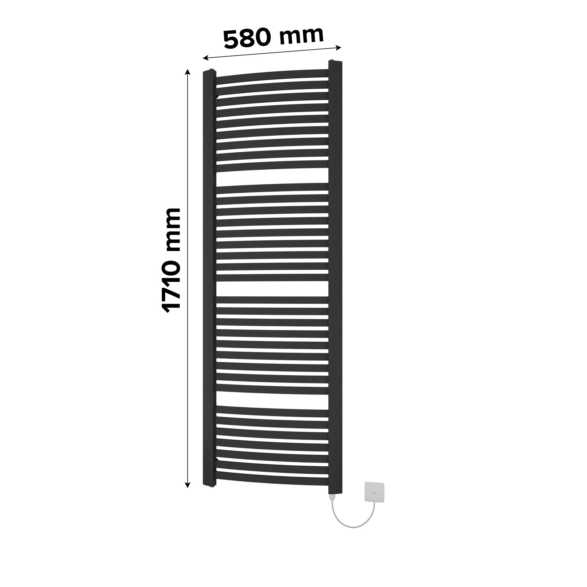 Ximax K4 Matt anthracite Vertical Electric designer Radiator, (W)580mm x (H)1710mm