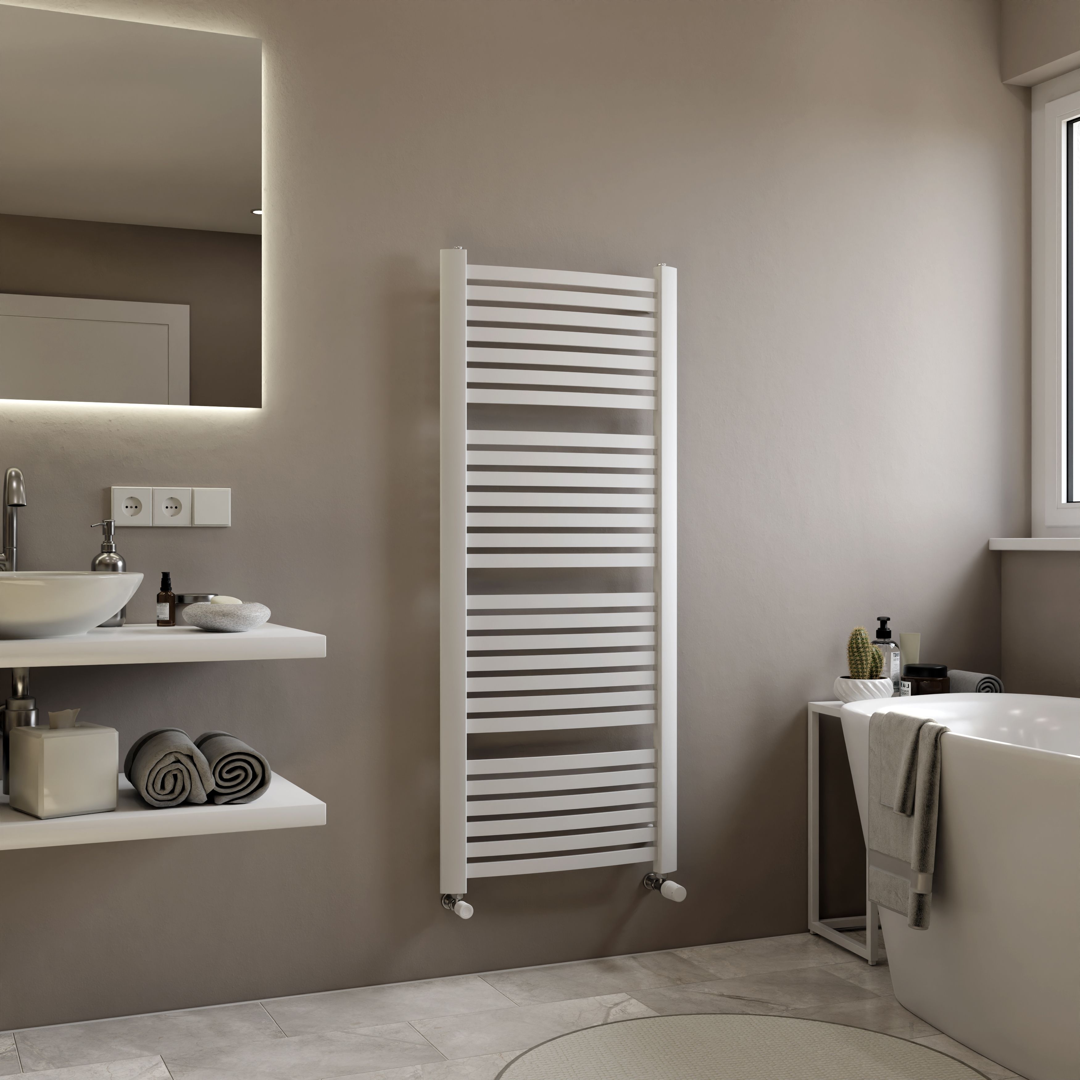 Ximax K4 Satin white Vertical Designer Radiator, (W)580mm x (H)1395mm