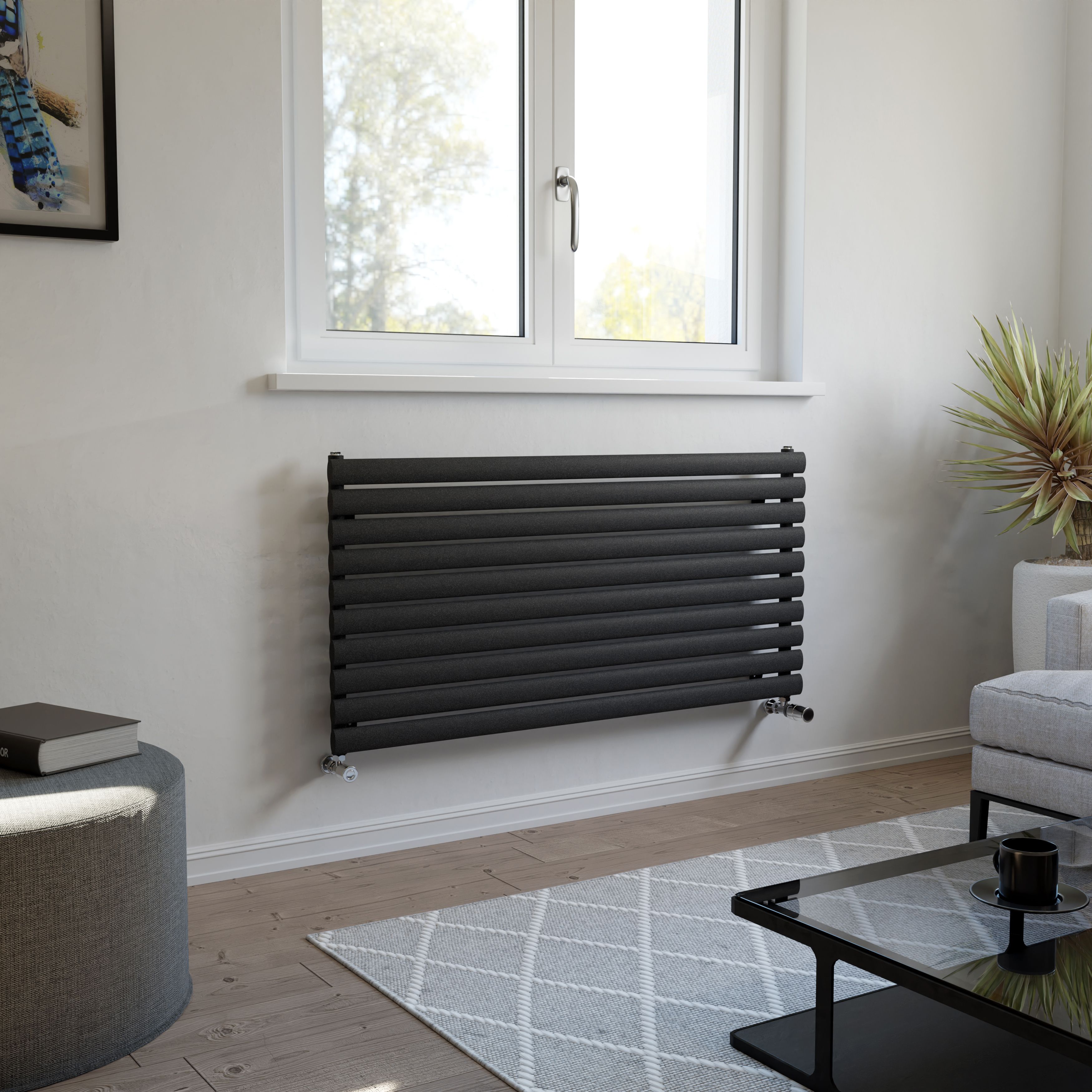 Ximax Matt anthracite Horizontal Designer Radiator, (W)1200mm x (H)584mm