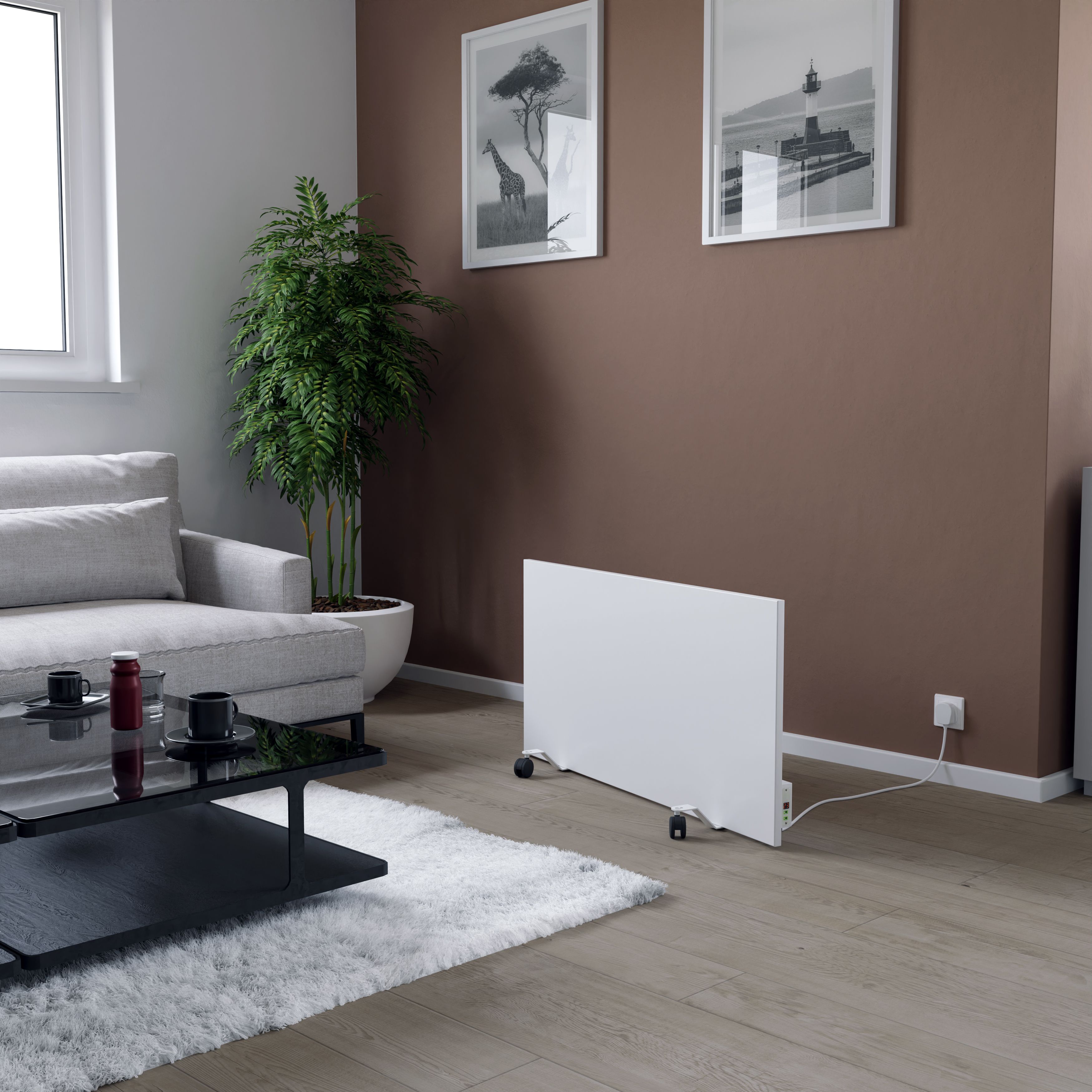 Ximax Matt white Horizontal Electric designer Radiator, (W)1000mm x (H)500mm