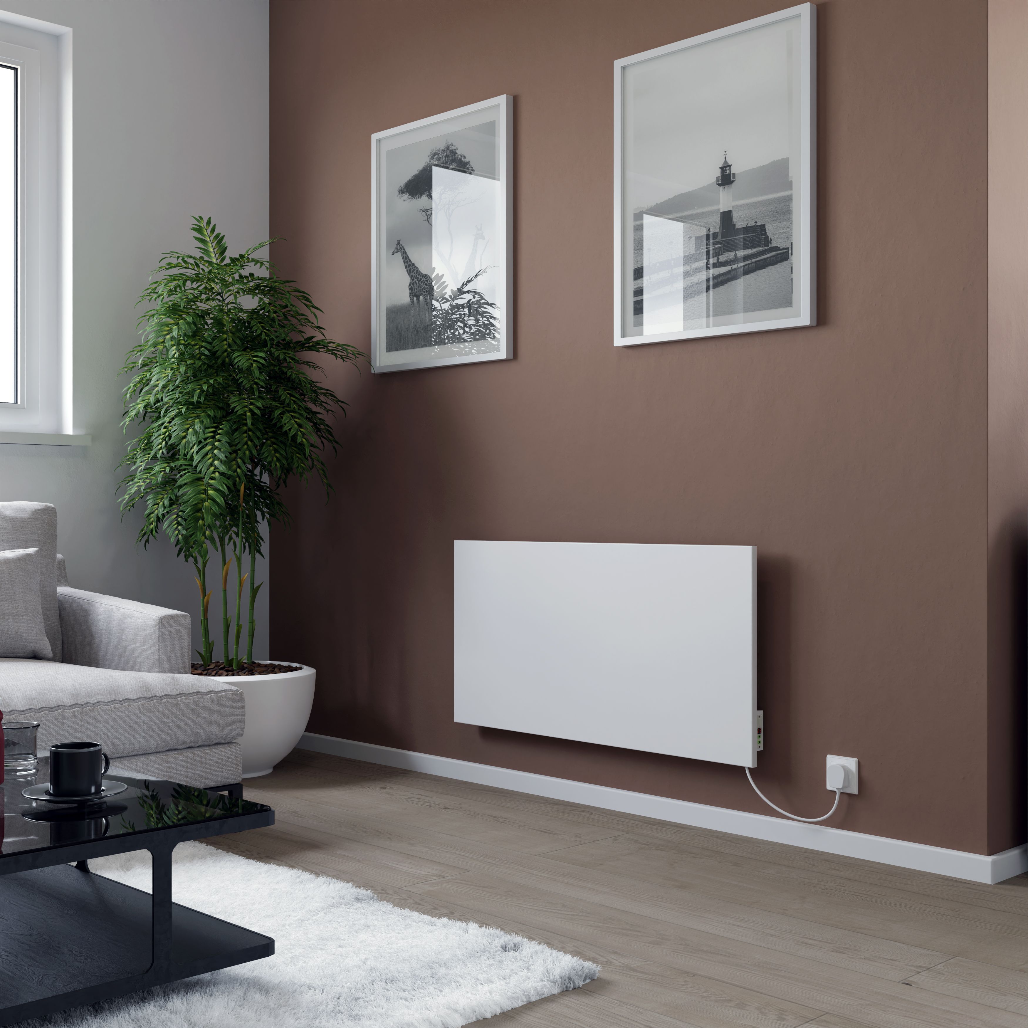 Ximax Matt white Horizontal Electric designer Radiator, (W)1000mm x (H)500mm