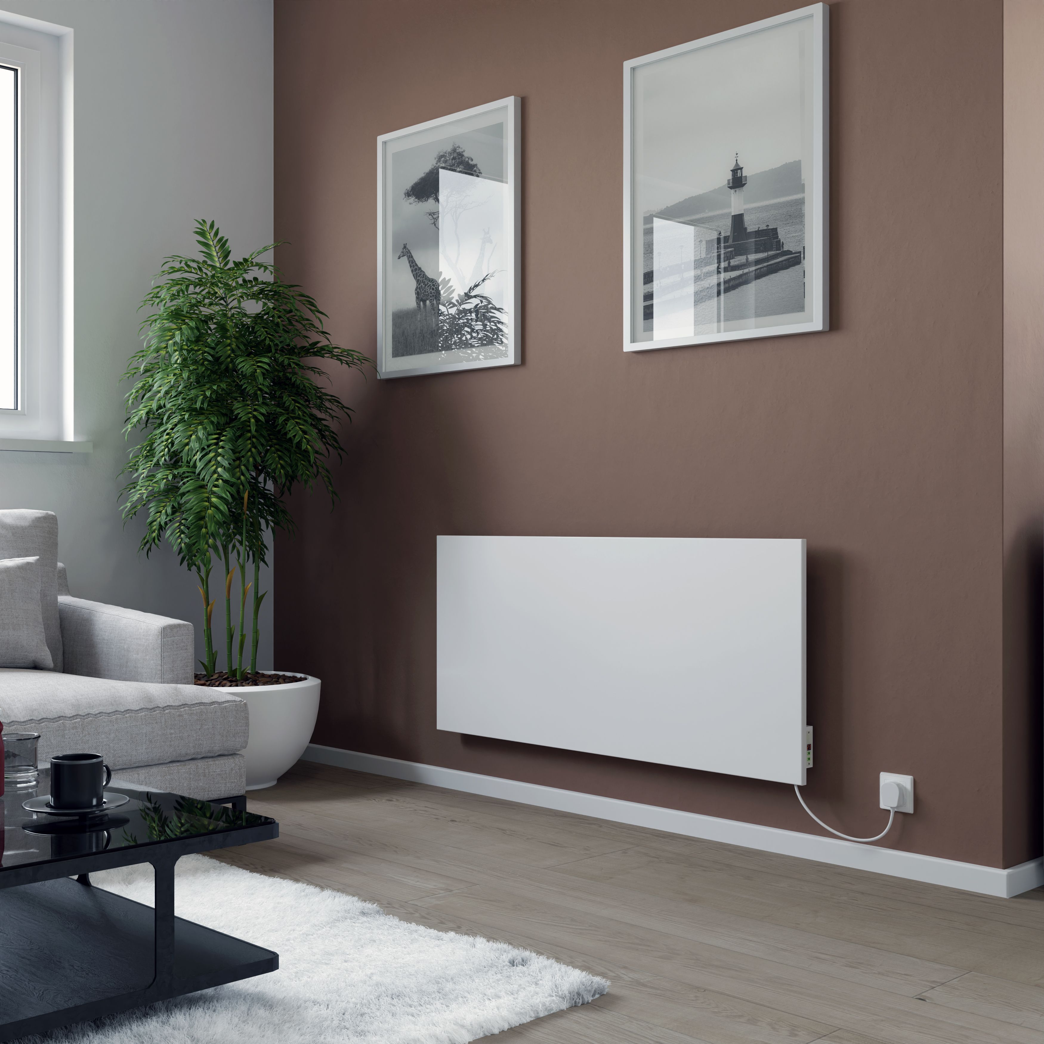 Ximax Matt white Horizontal Electric designer Radiator, (W)1200mm x (H)535mm