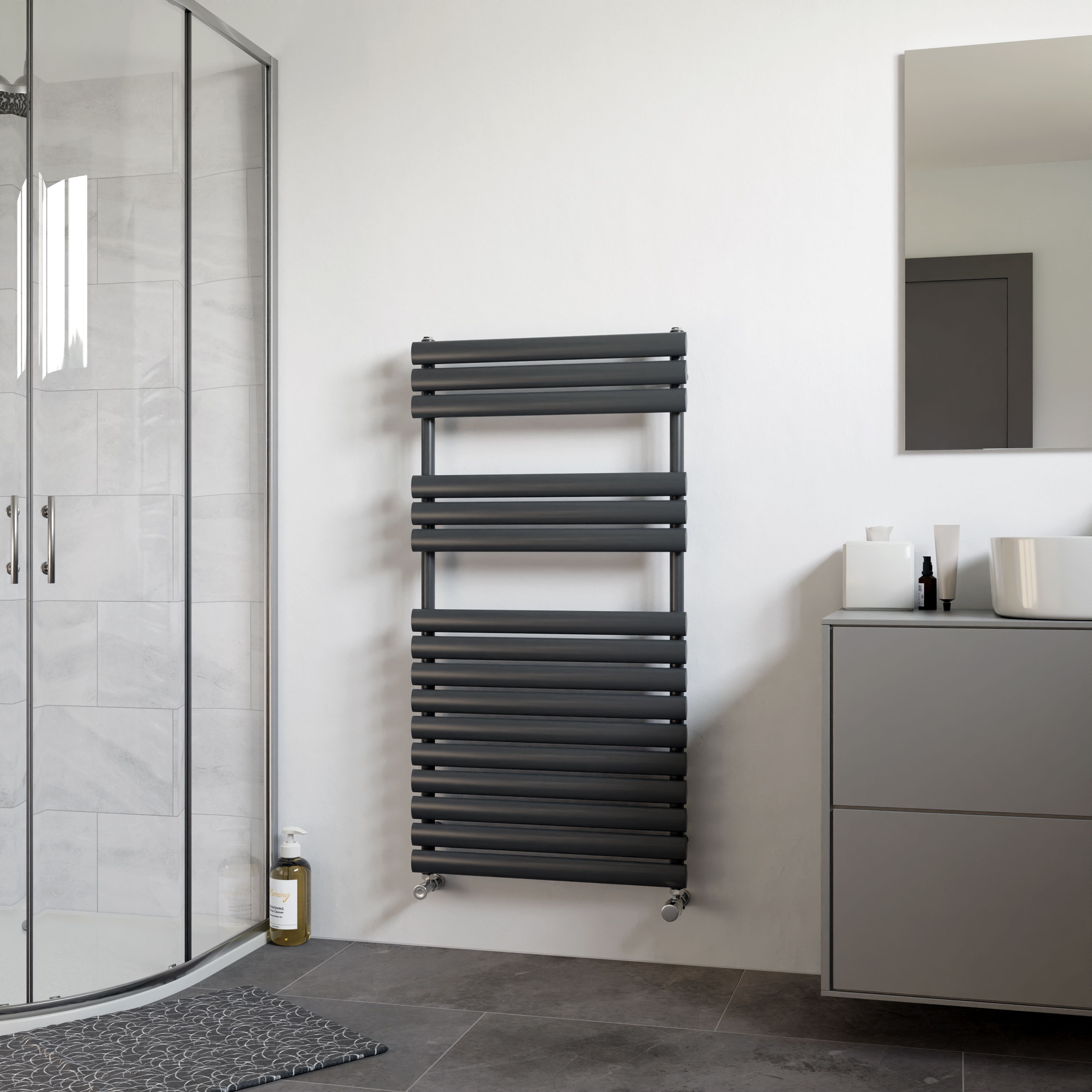 Ximax Nestor Satin anthracite Vertical Designer Radiator, (W)600mm x (H)1164mm