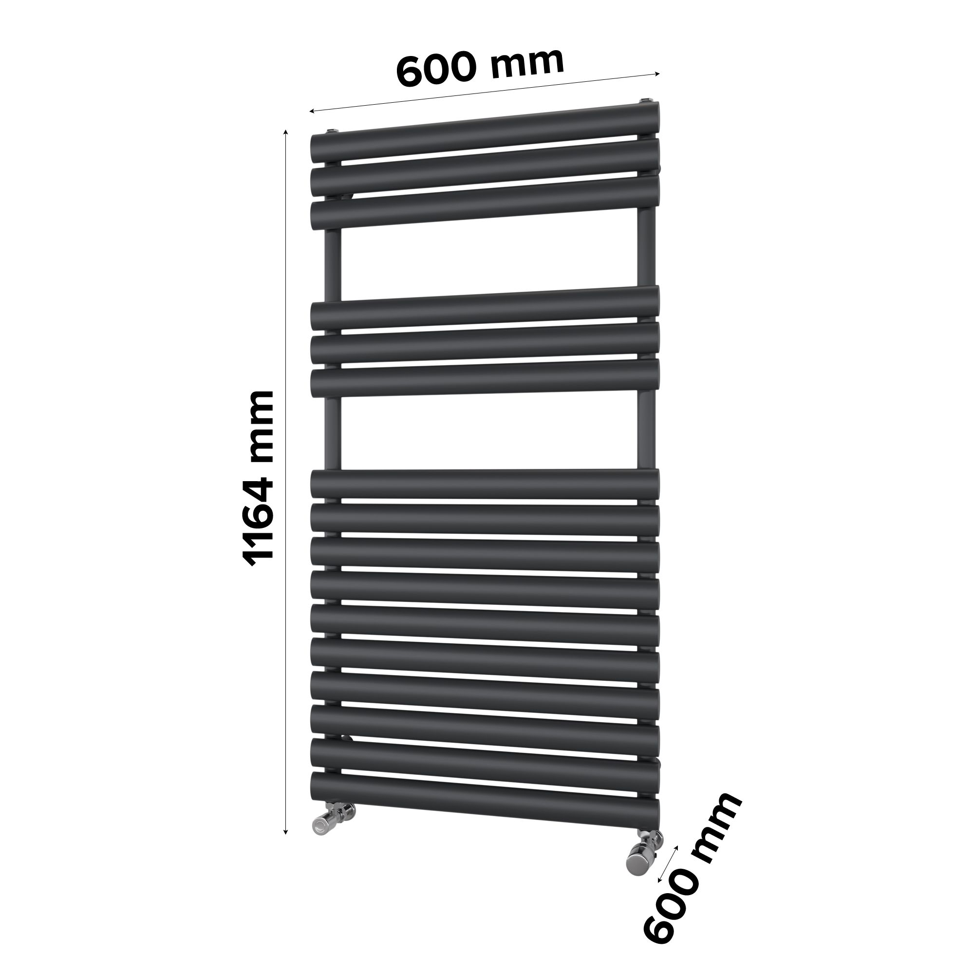 Ximax Nestor Satin anthracite Vertical Designer Radiator, (W)600mm x (H)1164mm