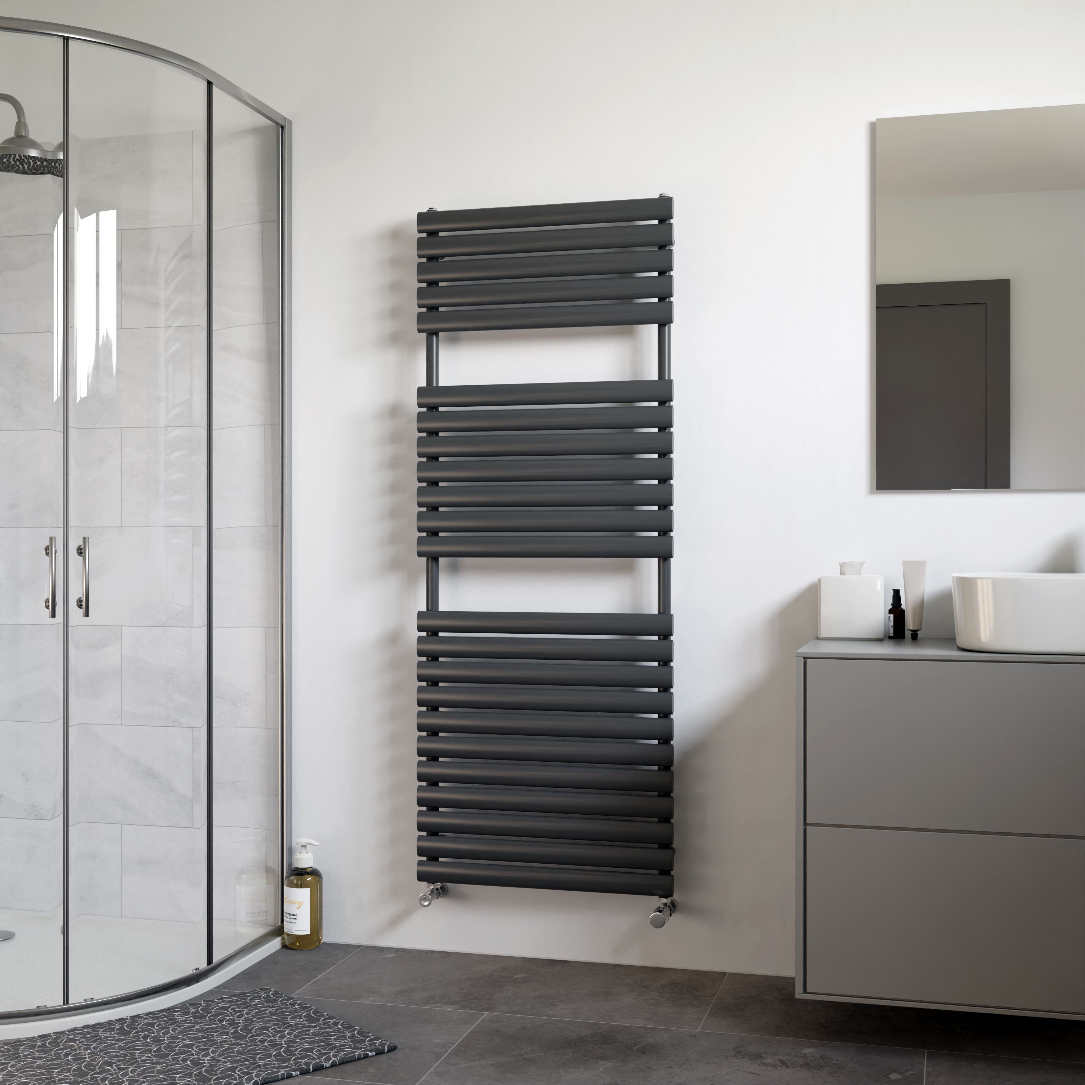 Ximax Nestor Satin anthracite Vertical Designer Radiator, (W)600mm x (H)1570mm