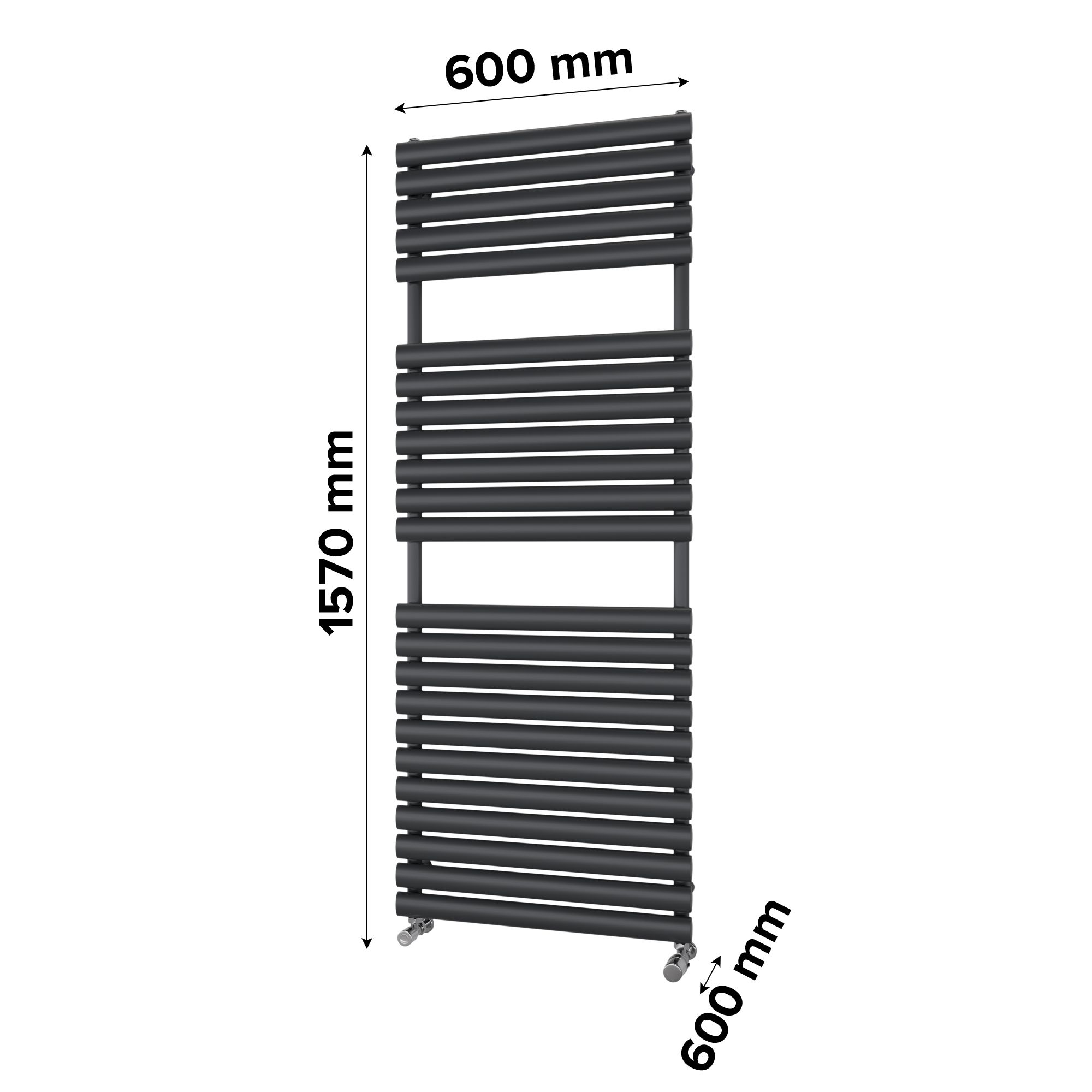 Ximax Nestor Satin anthracite Vertical Designer Radiator, (W)600mm x (H)1570mm