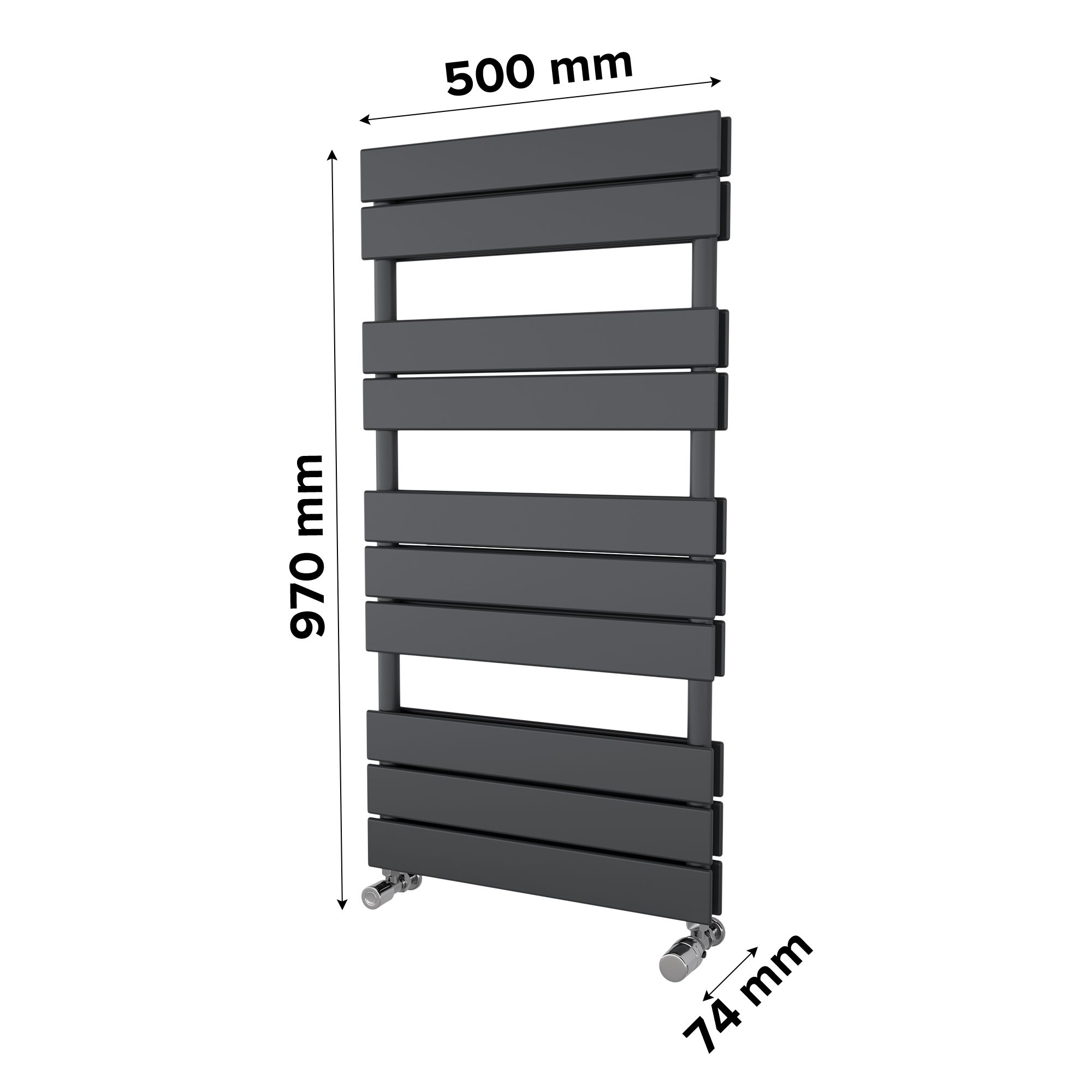 Ximax P2 Duplex, Anthracite Vertical Flat Towel radiator (W)500mm x (H)970mm