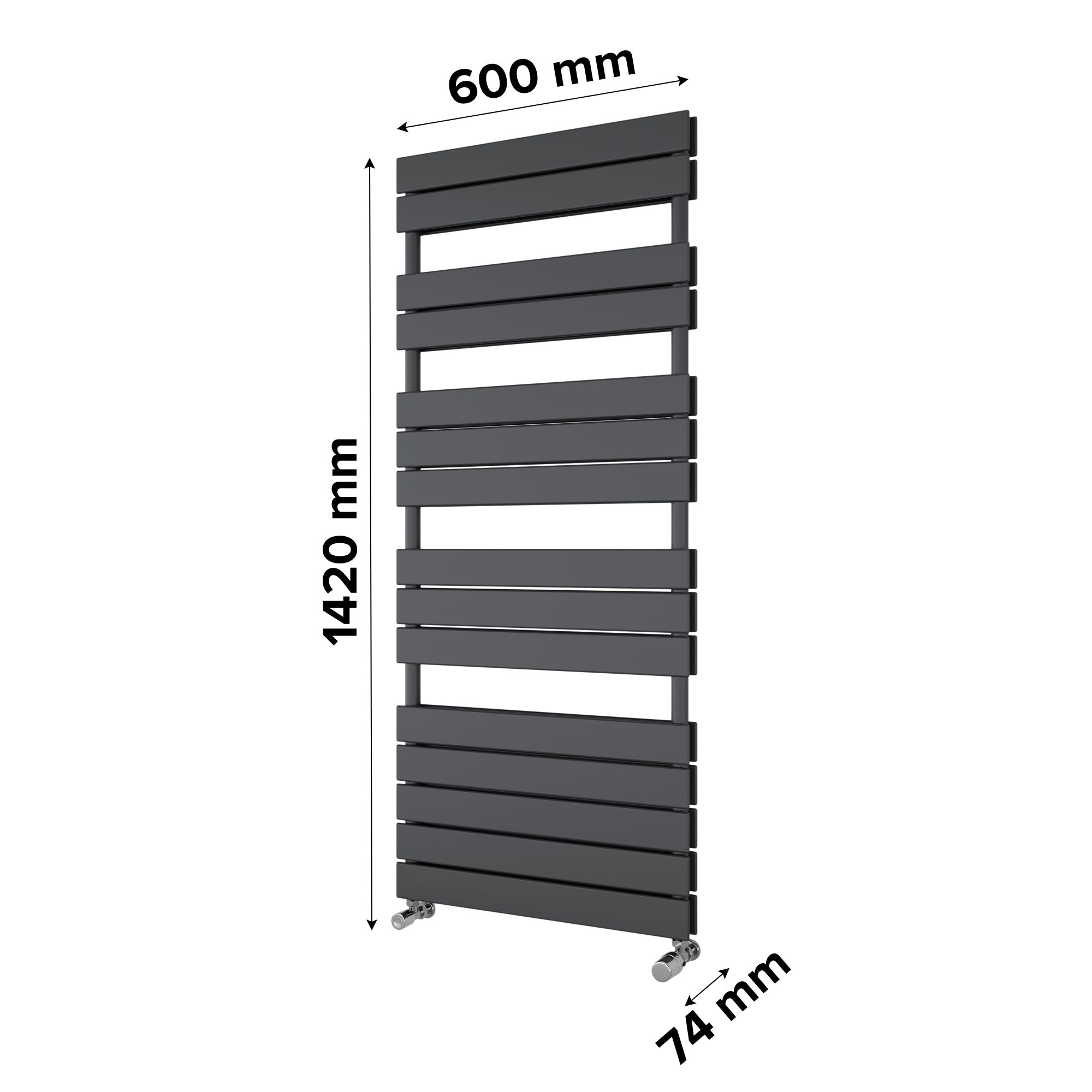 Ximax P2 Duplex, Anthracite Vertical Flat Towel radiator (W)600mm x (H)1420mm