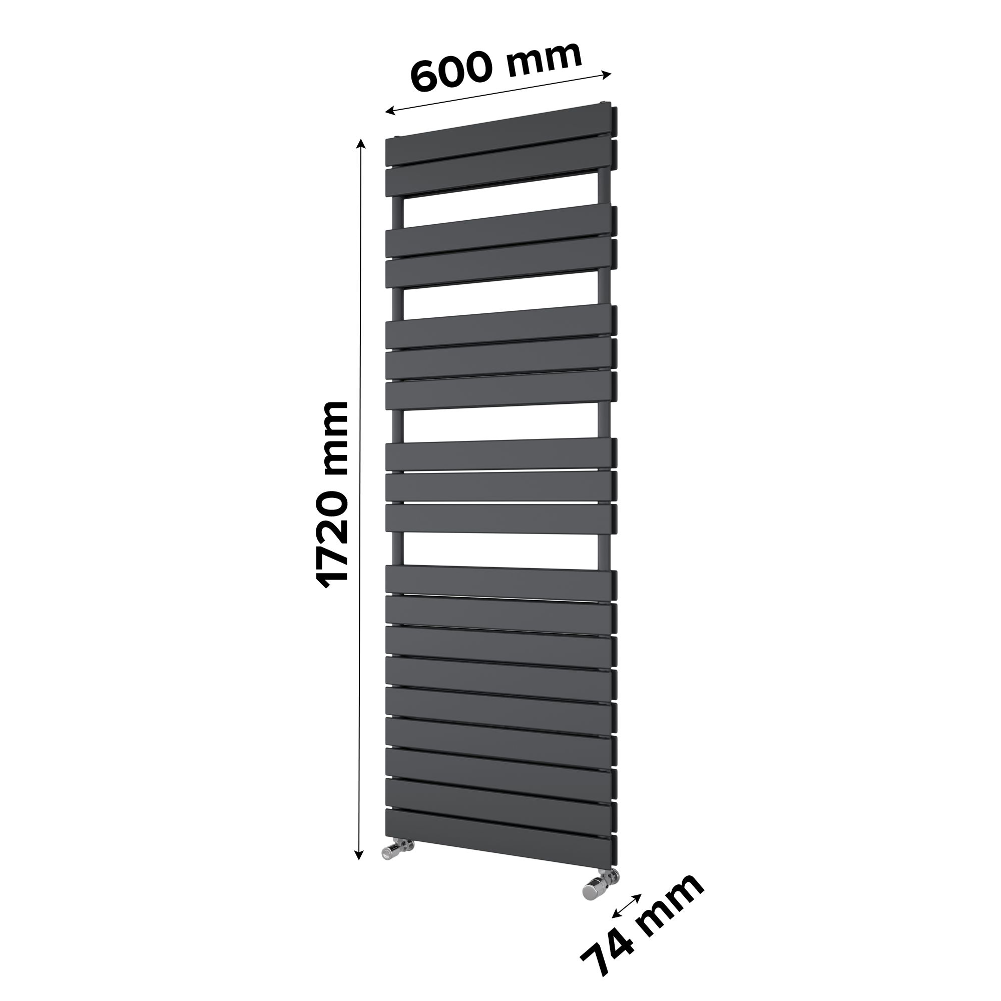 Ximax P2 Duplex, Anthracite Vertical Flat Towel radiator (W)600mm x (H)1720mm