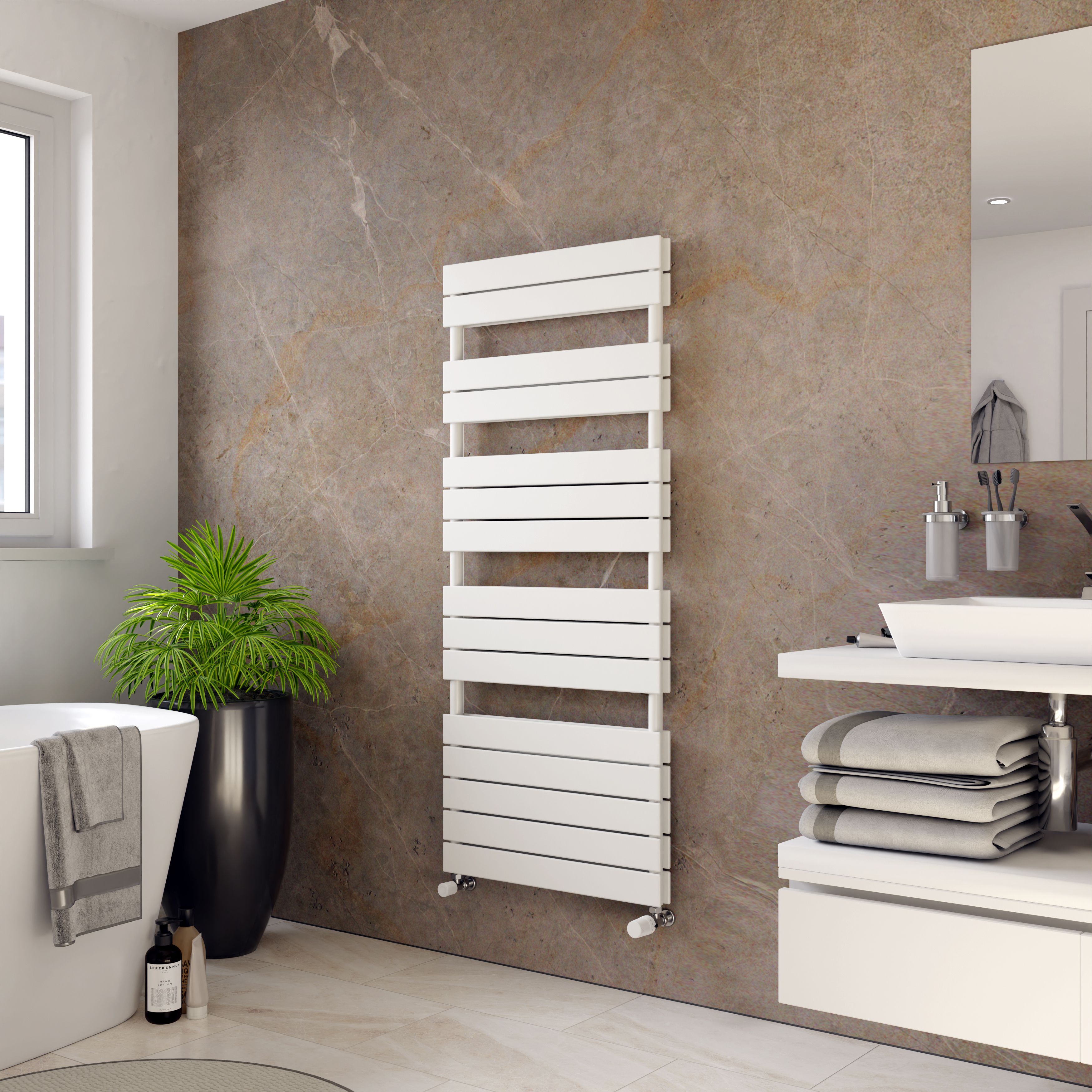 Ximax P2 Duplex, White Vertical Towel radiator (W)600mm x (H)1420mm