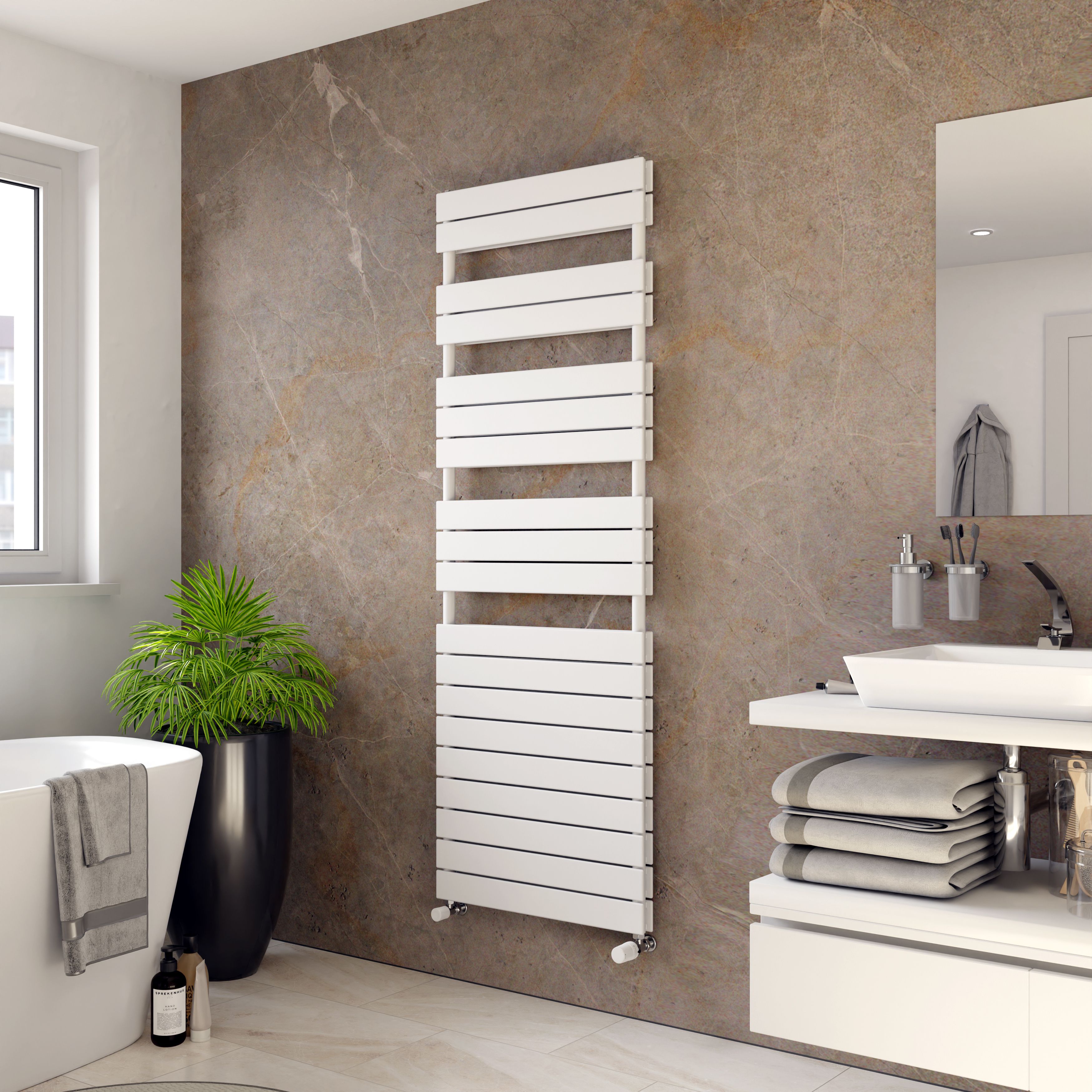 Ximax P2 Duplex, White Vertical Towel radiator (W)600mm x (H)1720mm