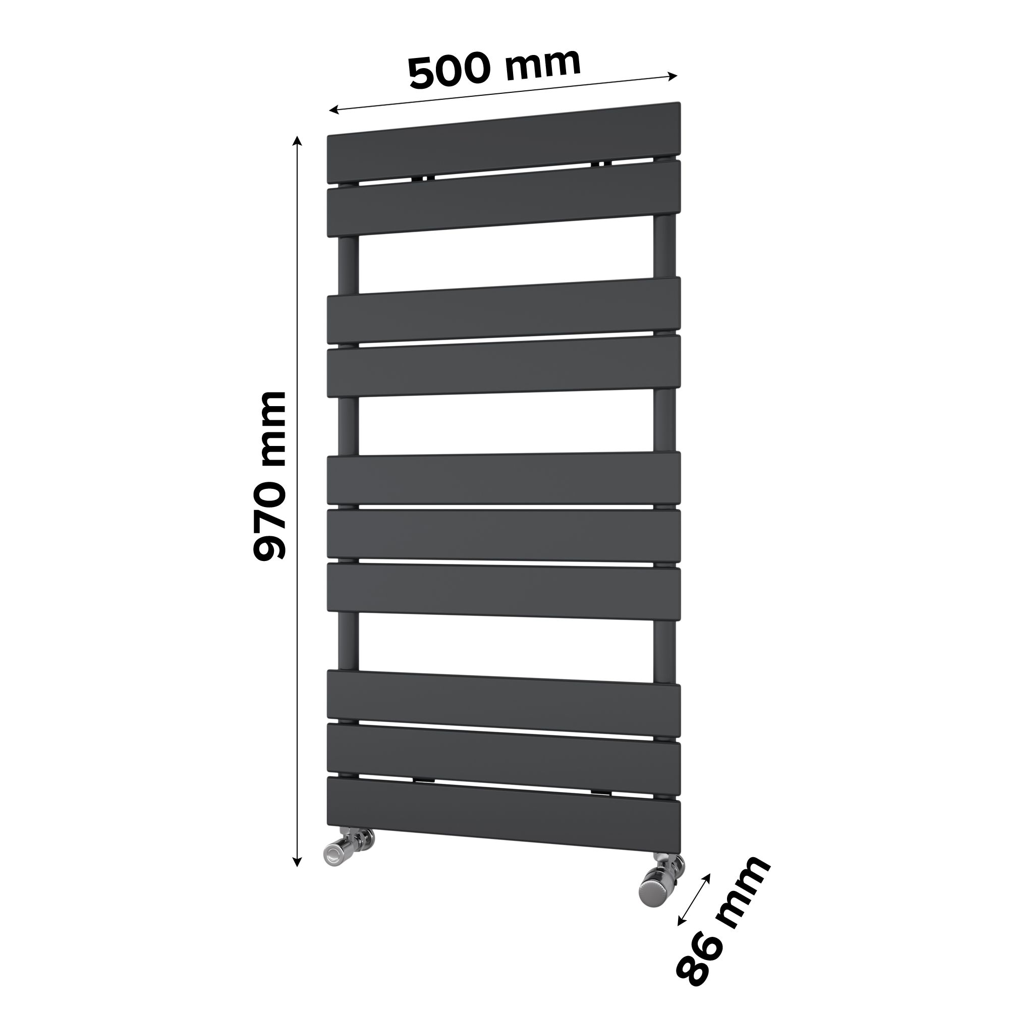 Ximax P2 Satin anthracite Vertical Designer Radiator, (W)500mm x (H)970mm