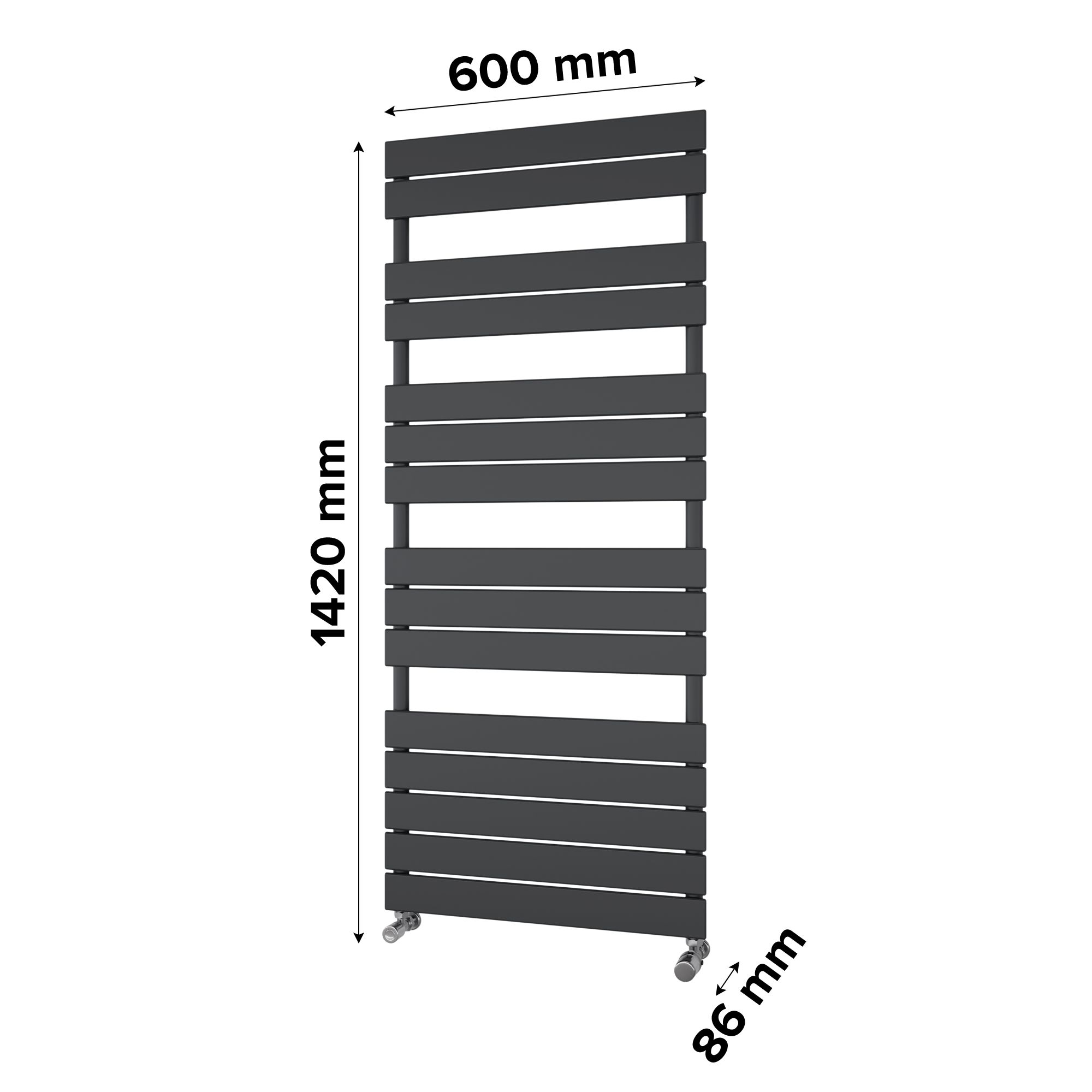 Ximax P2 Satin anthracite Vertical Designer Radiator, (W)600mm x (H)1420mm