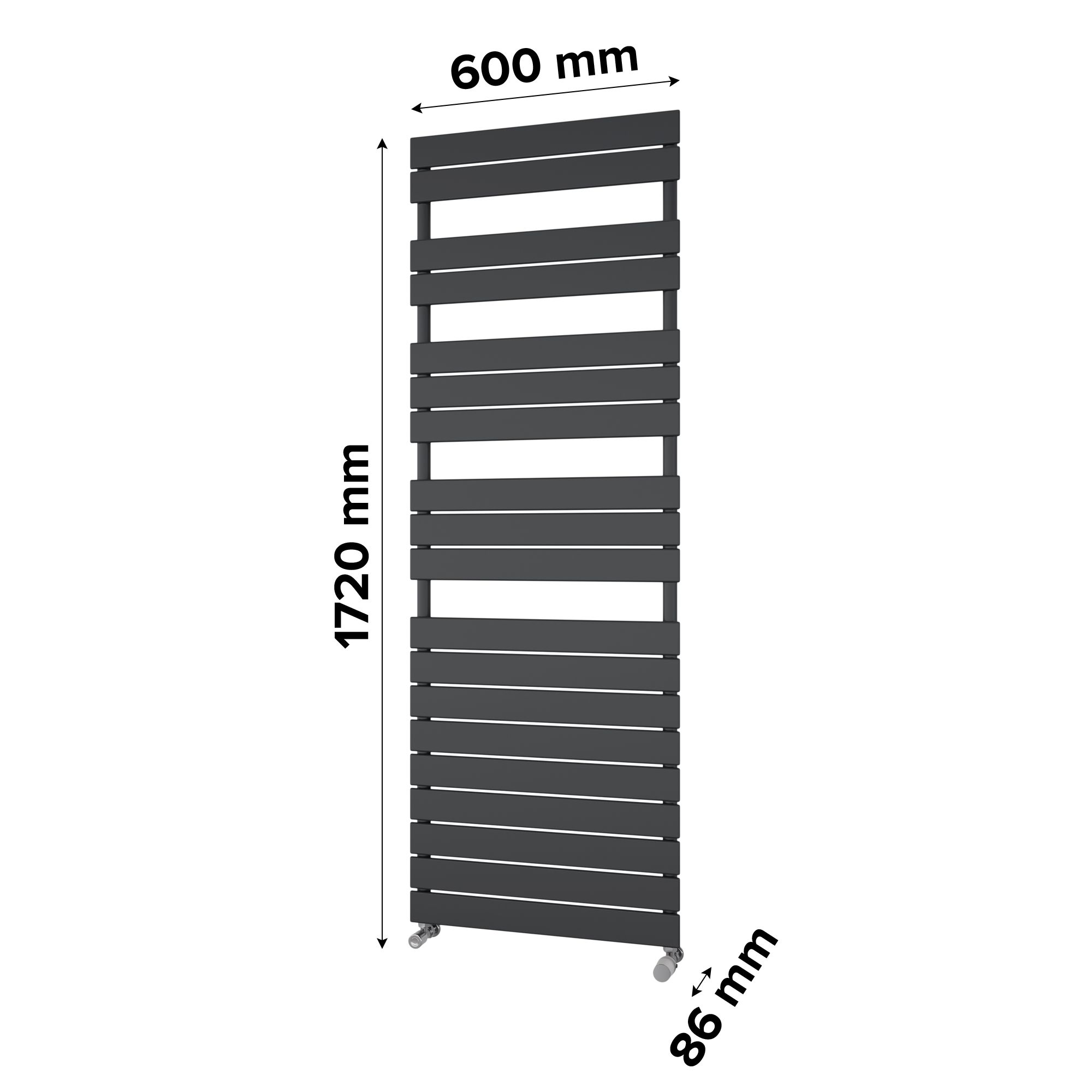 Ximax P2 Satin anthracite Vertical Designer Radiator, (W)600mm x (H)1720mm