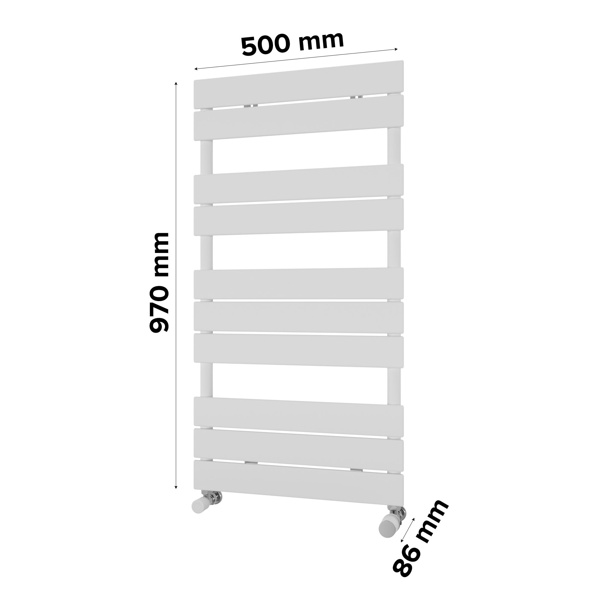 Ximax P2 Satin white Vertical Designer towel warmer Radiator, (W)500mm x (H)970mm