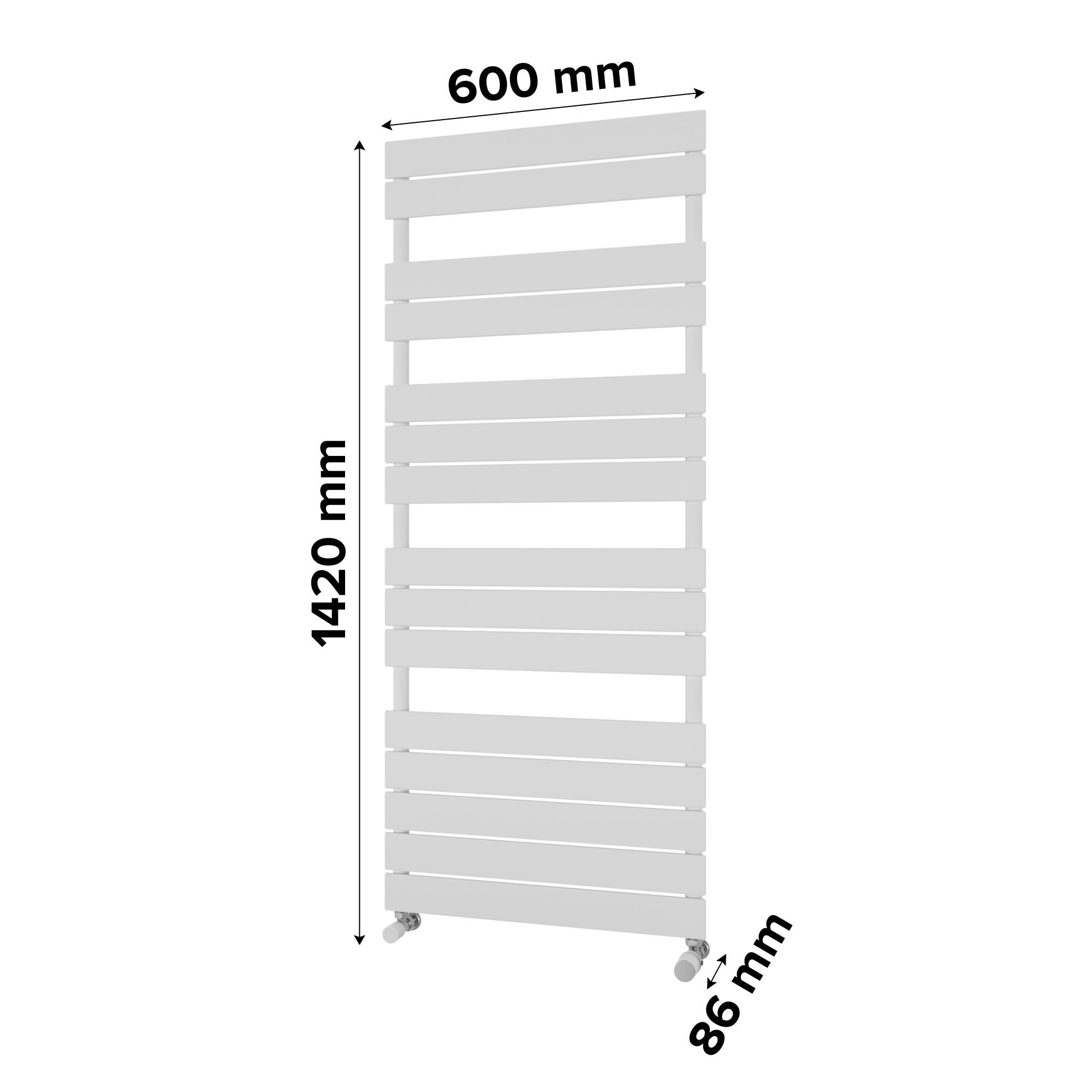 Ximax P2 Satin white Vertical Designer towel warmer Radiator, (W)600mm x (H)1420mm