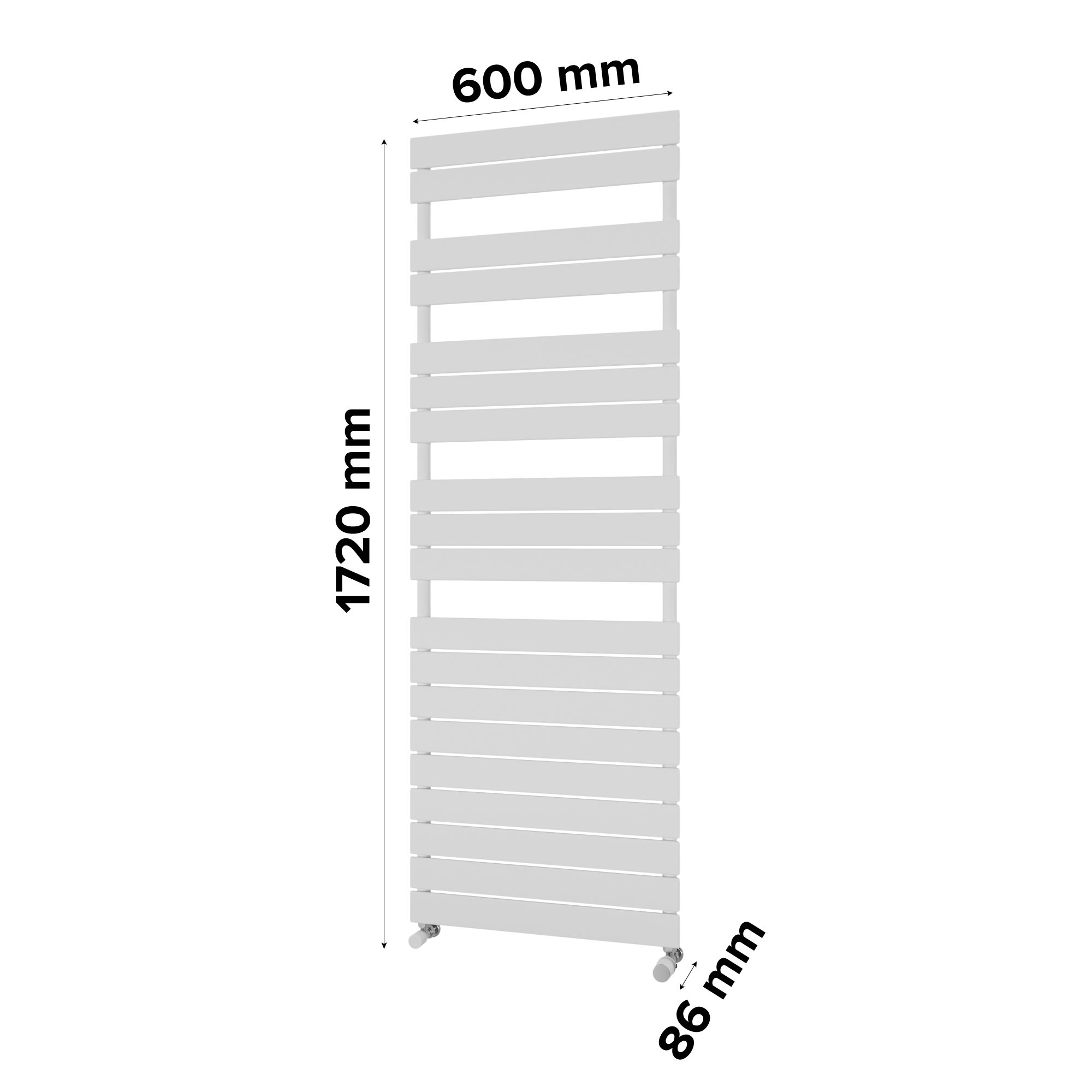 Ximax P2 Satin white Vertical Designer towel warmer Radiator, (W)600mm x (H)1720mm