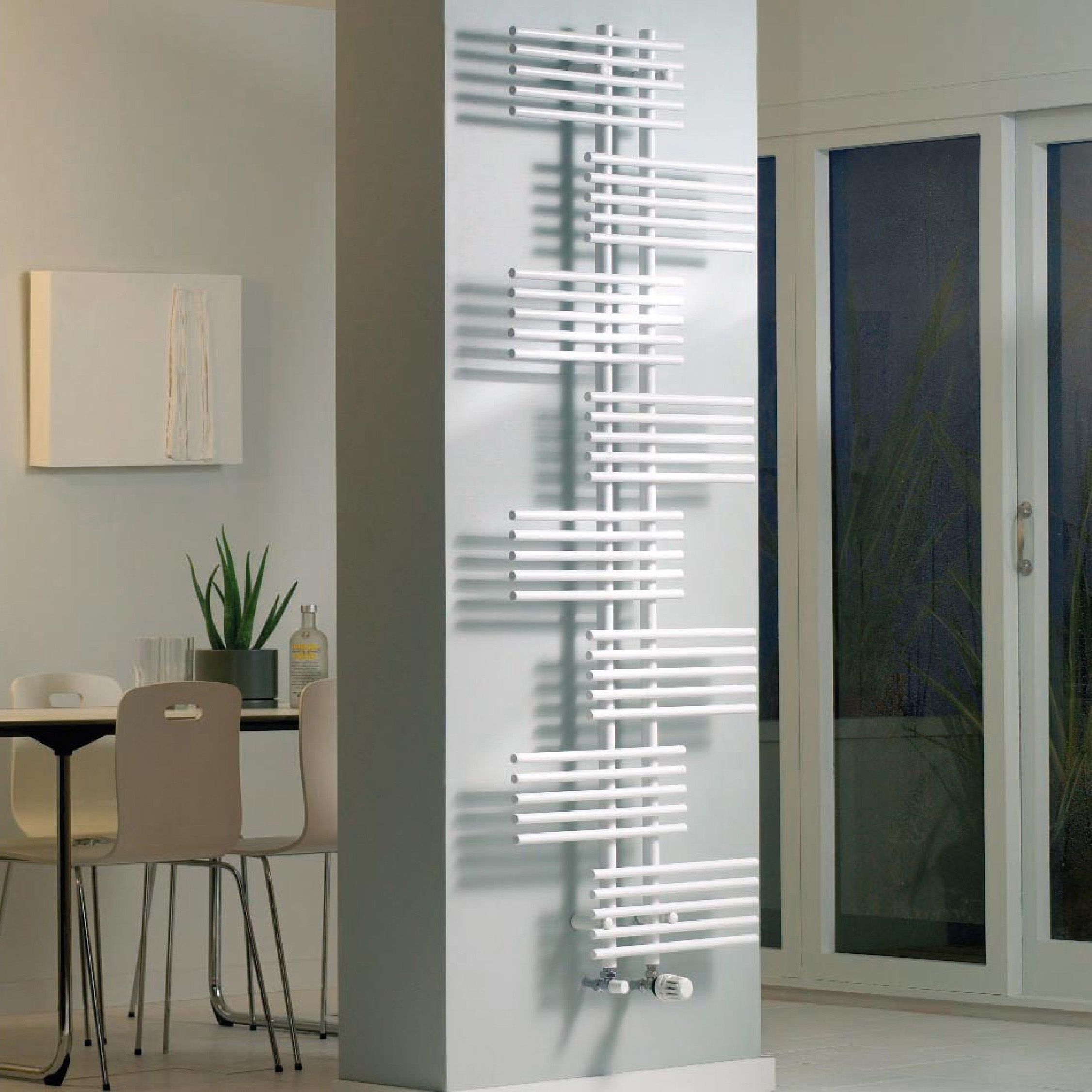 Ximax Parallel-Rail White Towel warmer (W)650mm x (H)1760mm