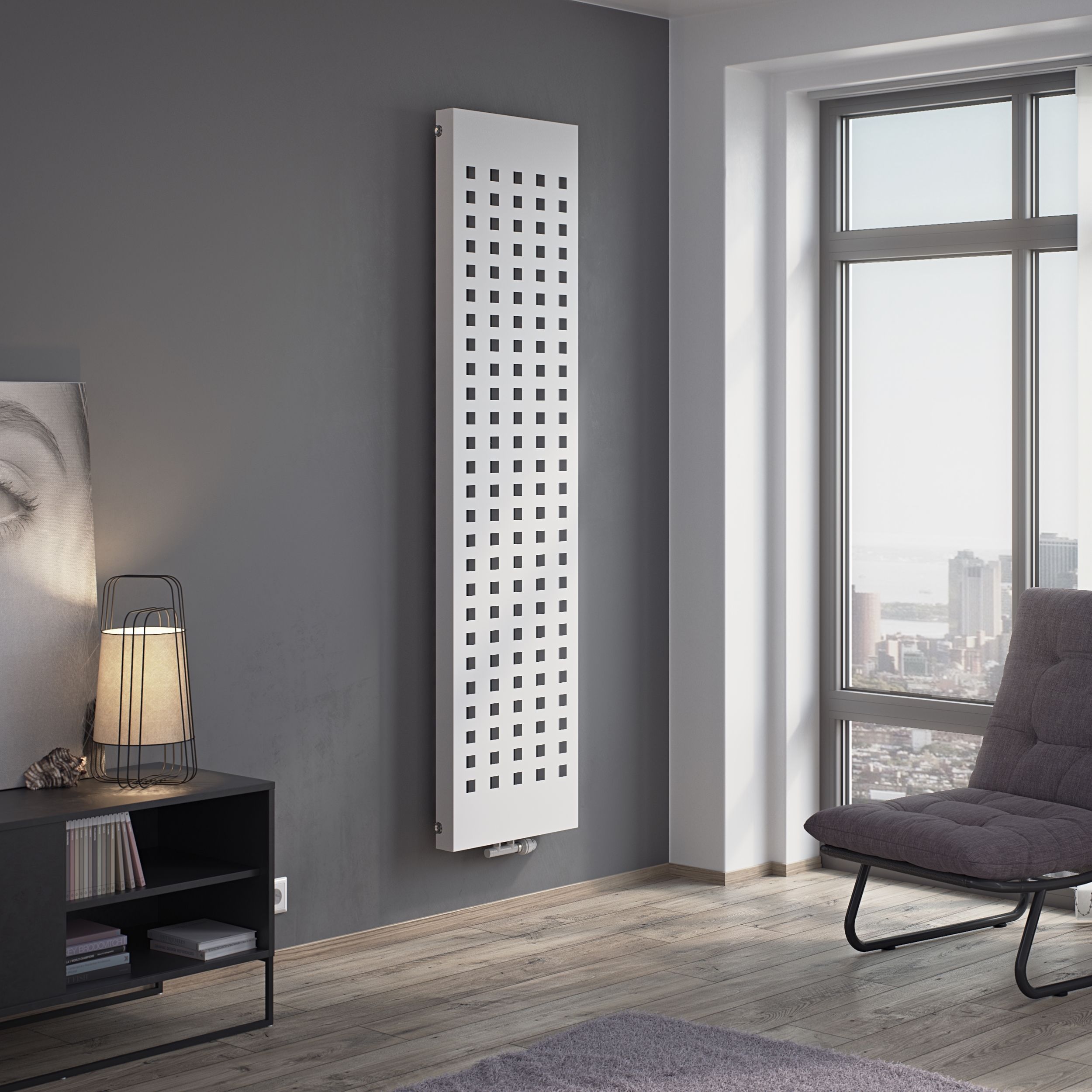 Ximax S1 Plan White Vertical Designer Radiator, (W)596mm x (H)1804mm