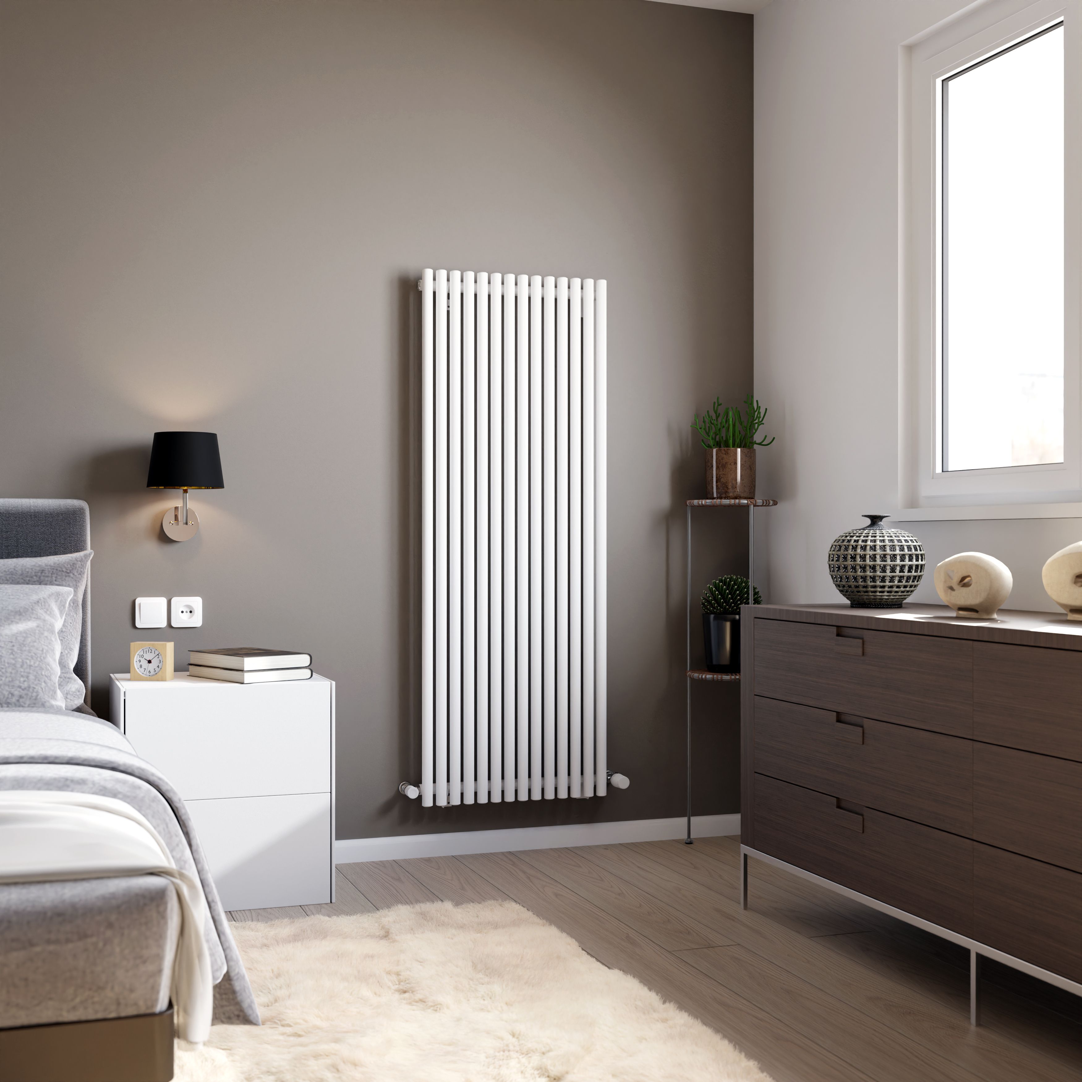 Ximax Supra Satin white Vertical Designer Radiator, (W)550mm x (H)1500mm