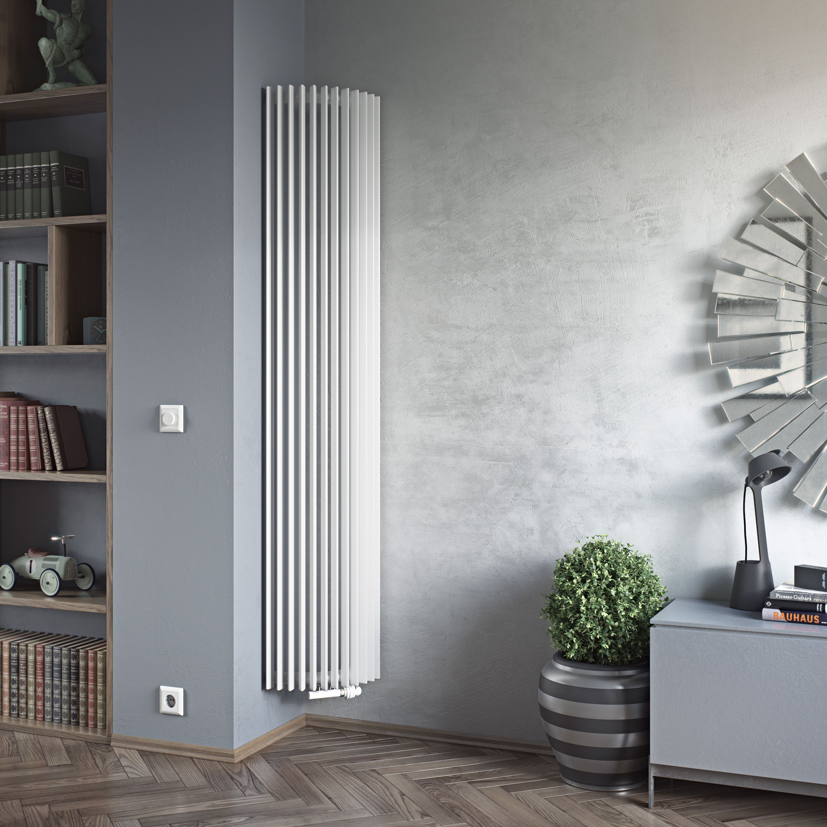 Ximax Triton Semi-Circle White Vertical Designer Radiator, (W)340mm x (H)1800mm