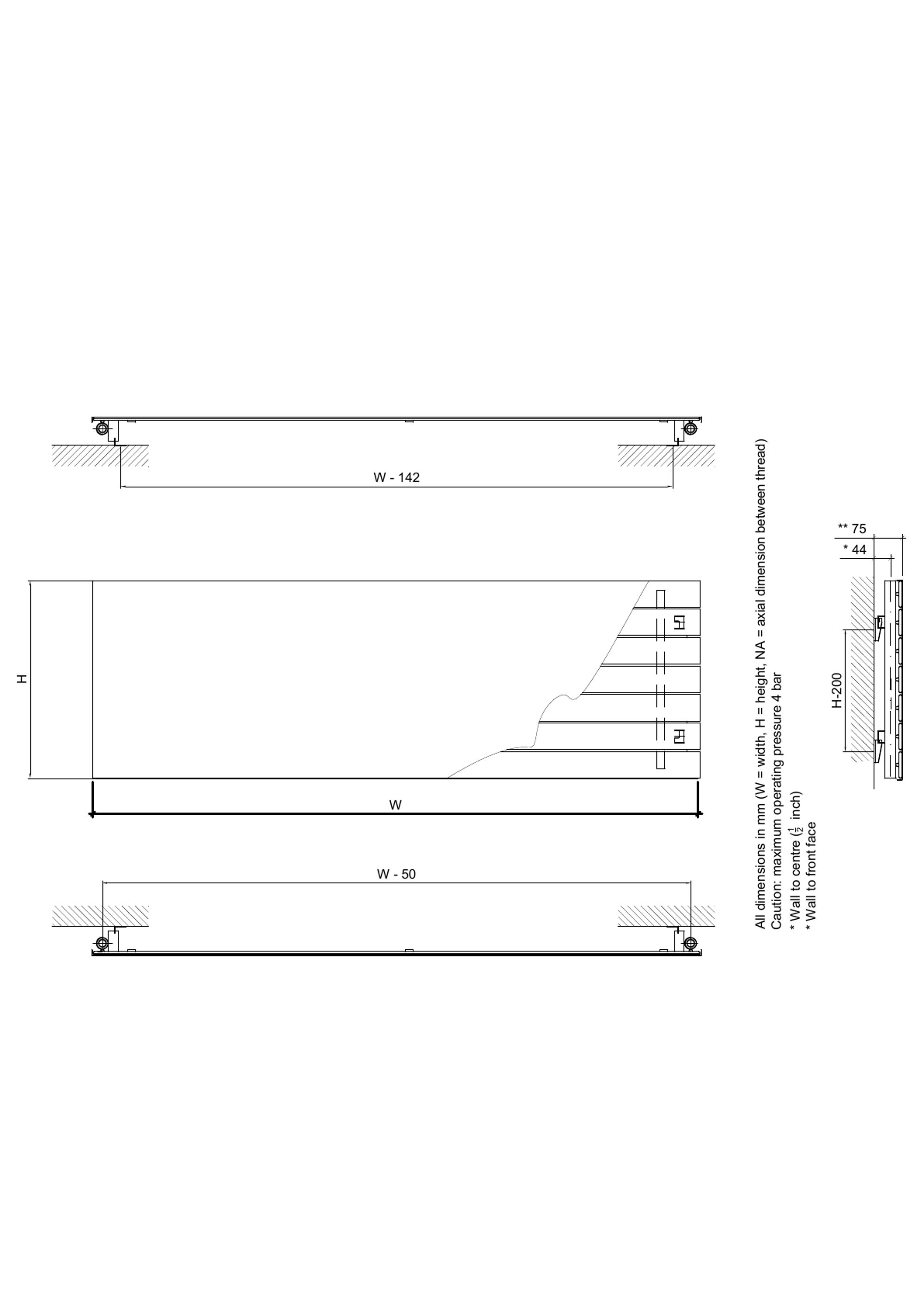 Ximax Vertiplan Silver effect Horizontal Designer Radiator, (W)595mm x (H)1800mm