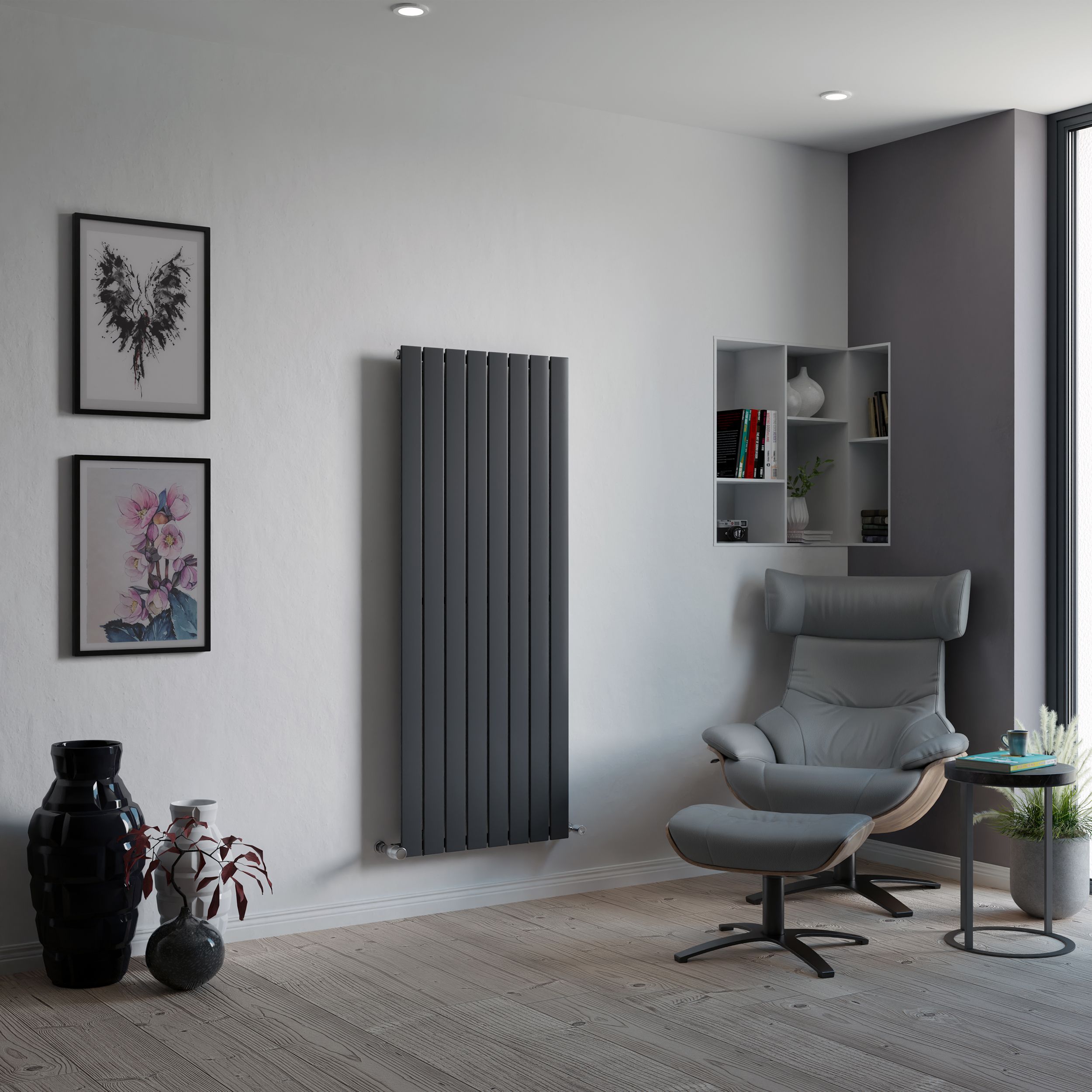 Ximax Vertirad Anthracite Horizontal or vertical Designer Radiator, (W)595mm x (H)1500mm