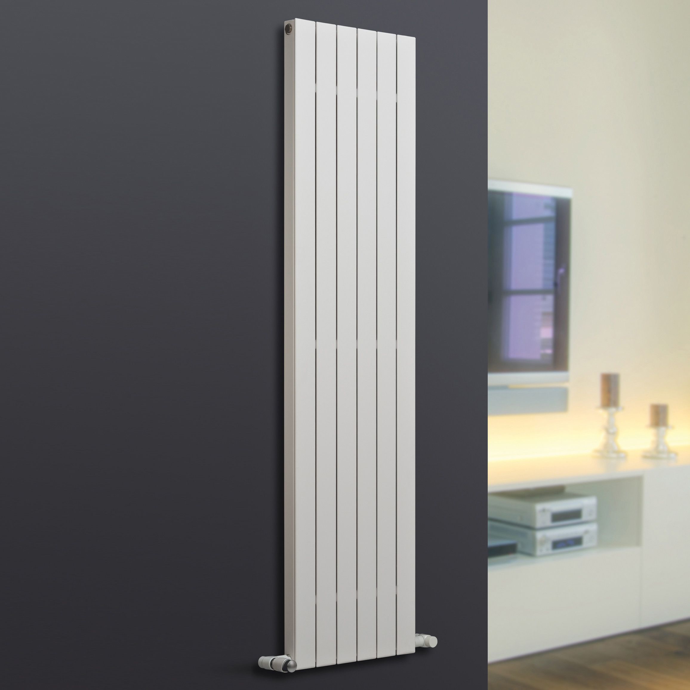 Ximax Vertirad Deluxe White Horizontal or vertical Designer Radiator, (W)295mm x (H)1800mm