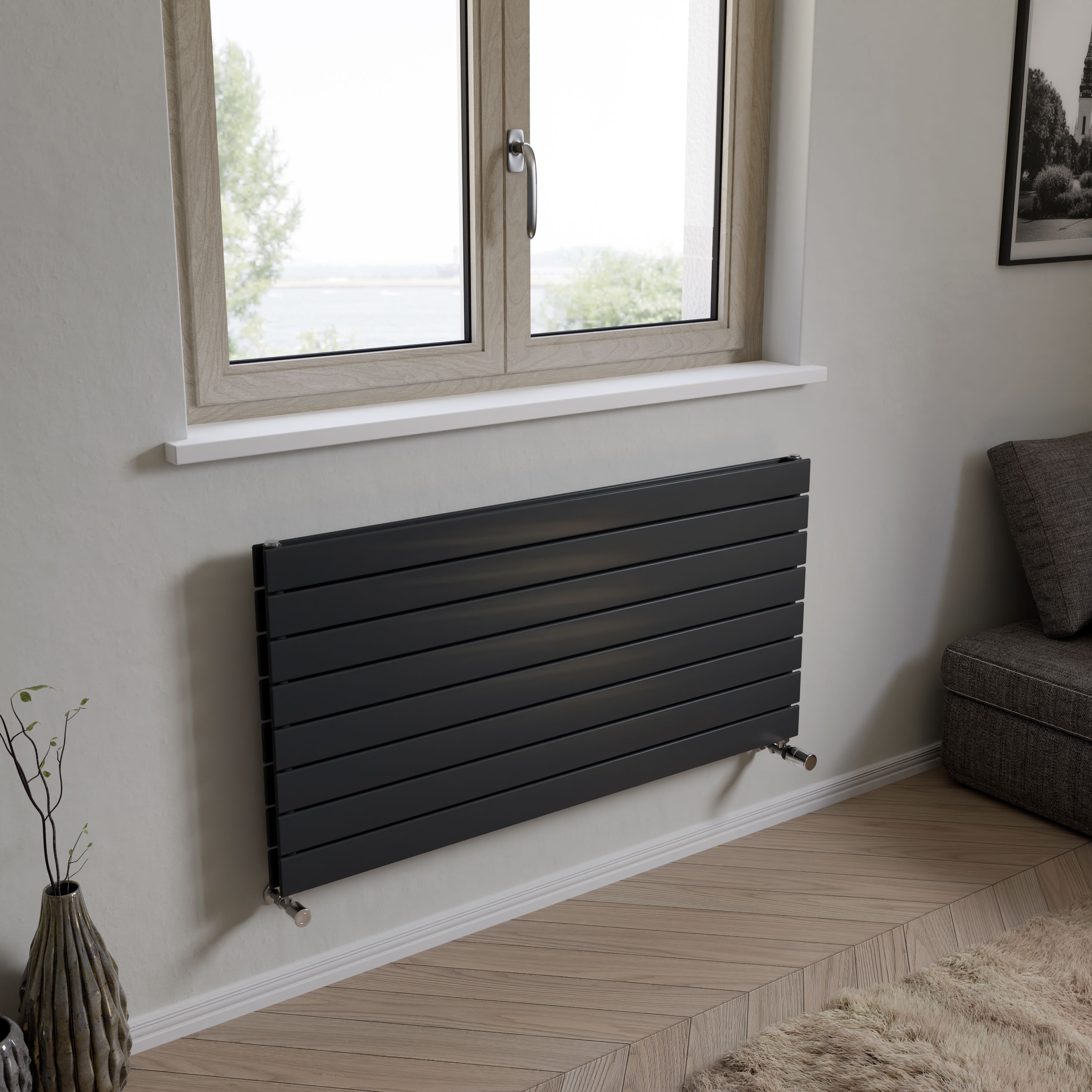 Ximax Vertirad Duplex Satin anthracite Horizontal Designer panel Radiator, (W)1200mm x (H)595mm