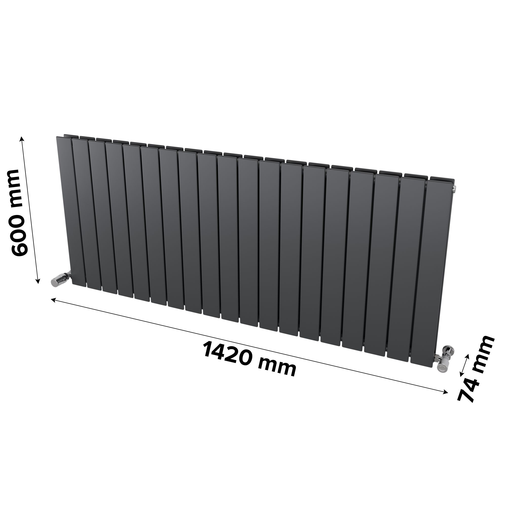 Ximax Vertirad Duplex Satin anthracite Horizontal Designer panel Radiator, (W)1420mm x (H)600mm
