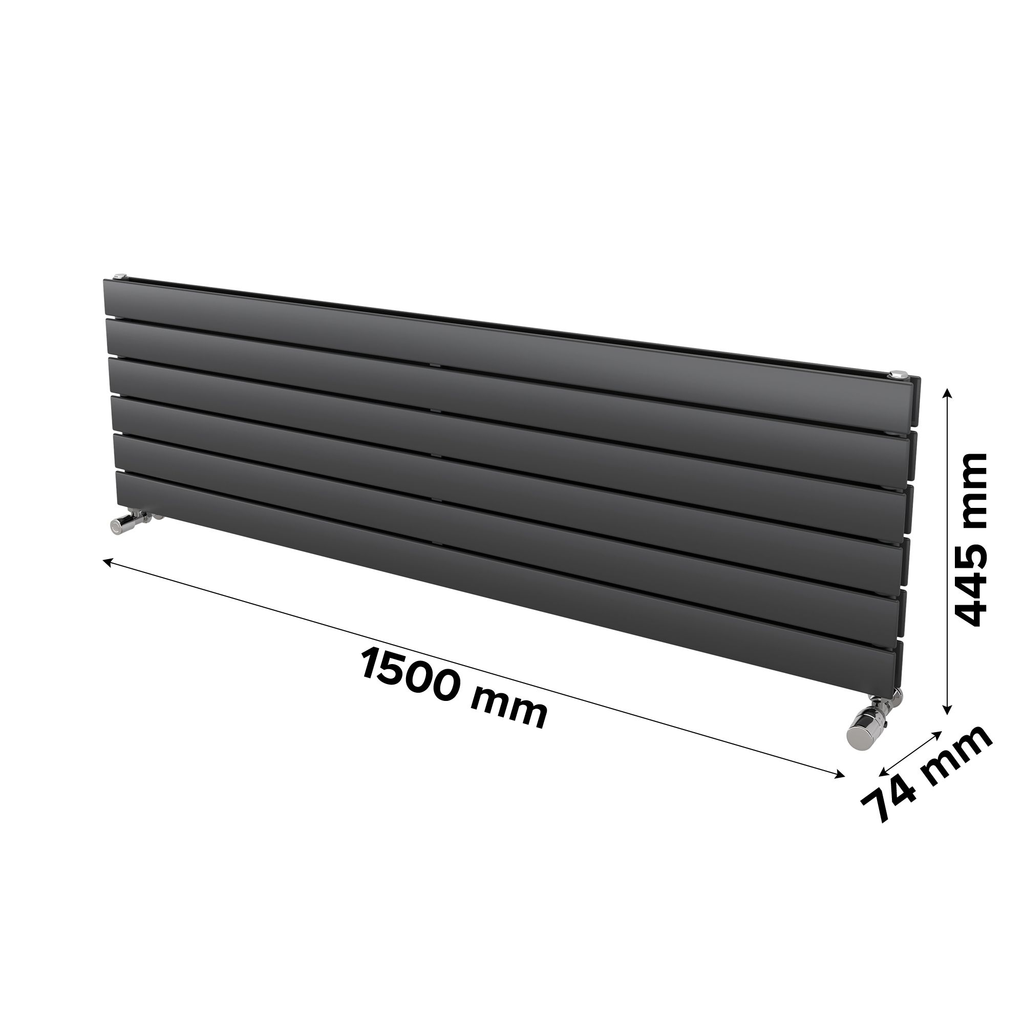 Ximax Vertirad Duplex Satin anthracite Horizontal Designer panel Radiator, (W)1500mm x (H)445mm