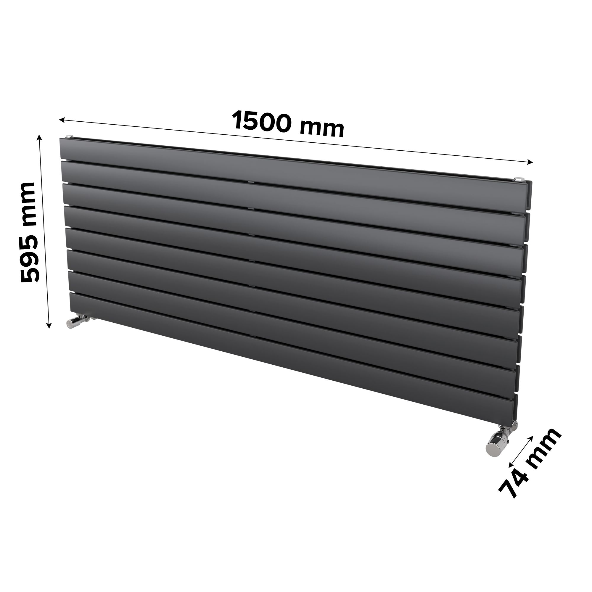 Ximax Vertirad Duplex Satin anthracite Horizontal Designer panel Radiator, (W)1500mm x (H)595mm
