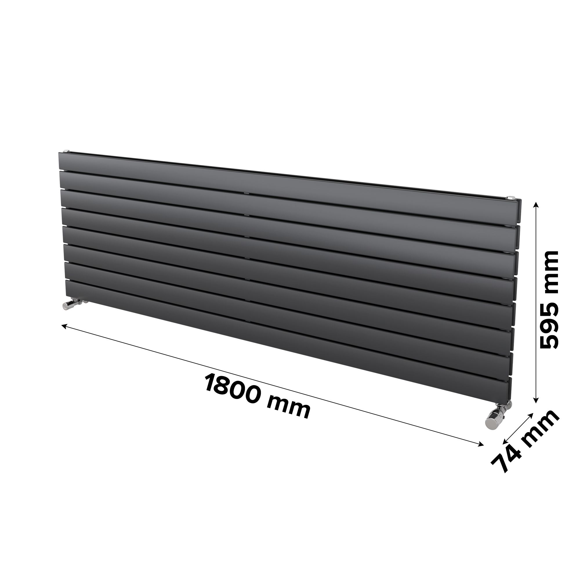 Ximax Vertirad Duplex Satin anthracite Horizontal Designer panel Radiator, (W)1800mm x (H)595mm