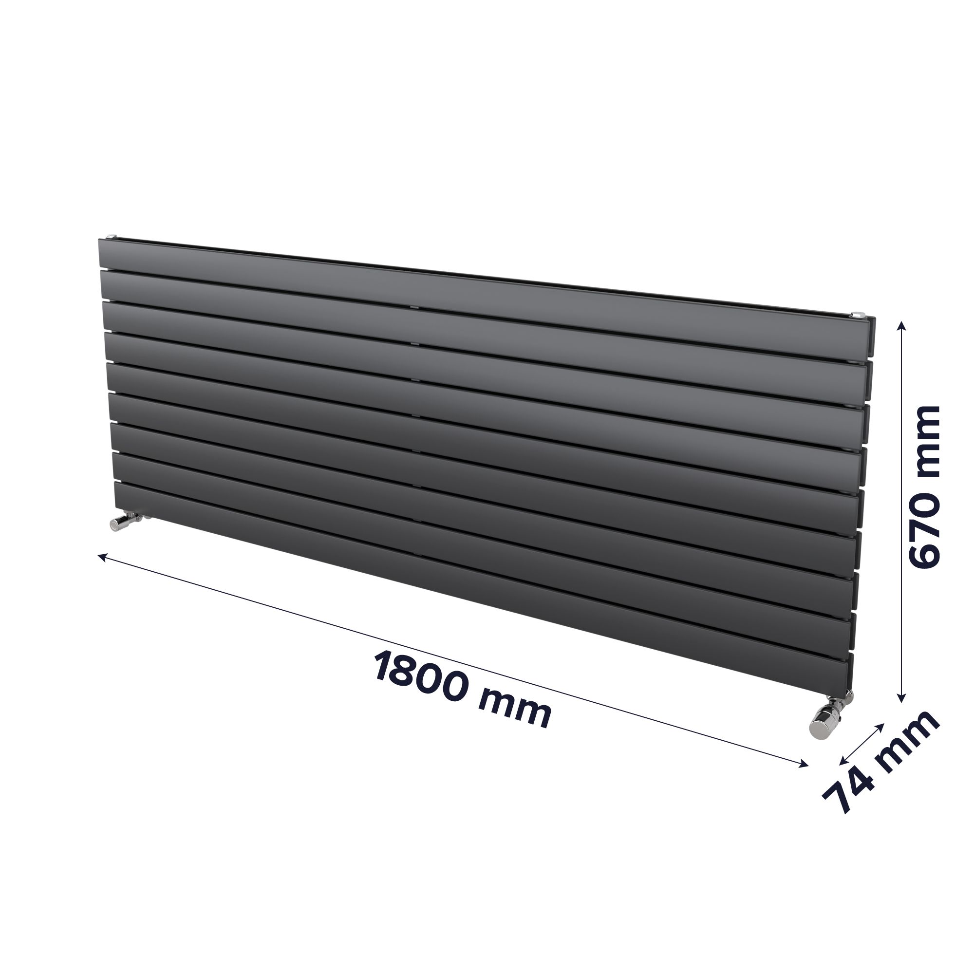 Ximax Vertirad Duplex Satin anthracite Horizontal Designer panel Radiator, (W)1800mm x (H)670mm