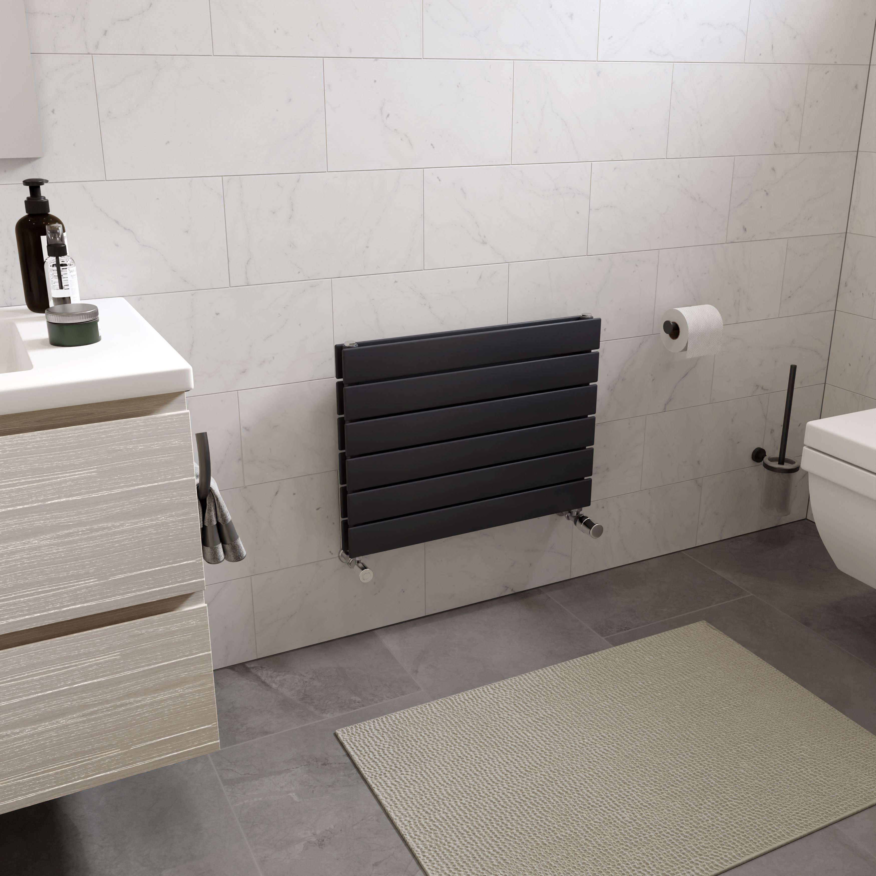 Ximax Vertirad Duplex Satin anthracite Horizontal Designer panel Radiator, (W)600mm x (H)445mm