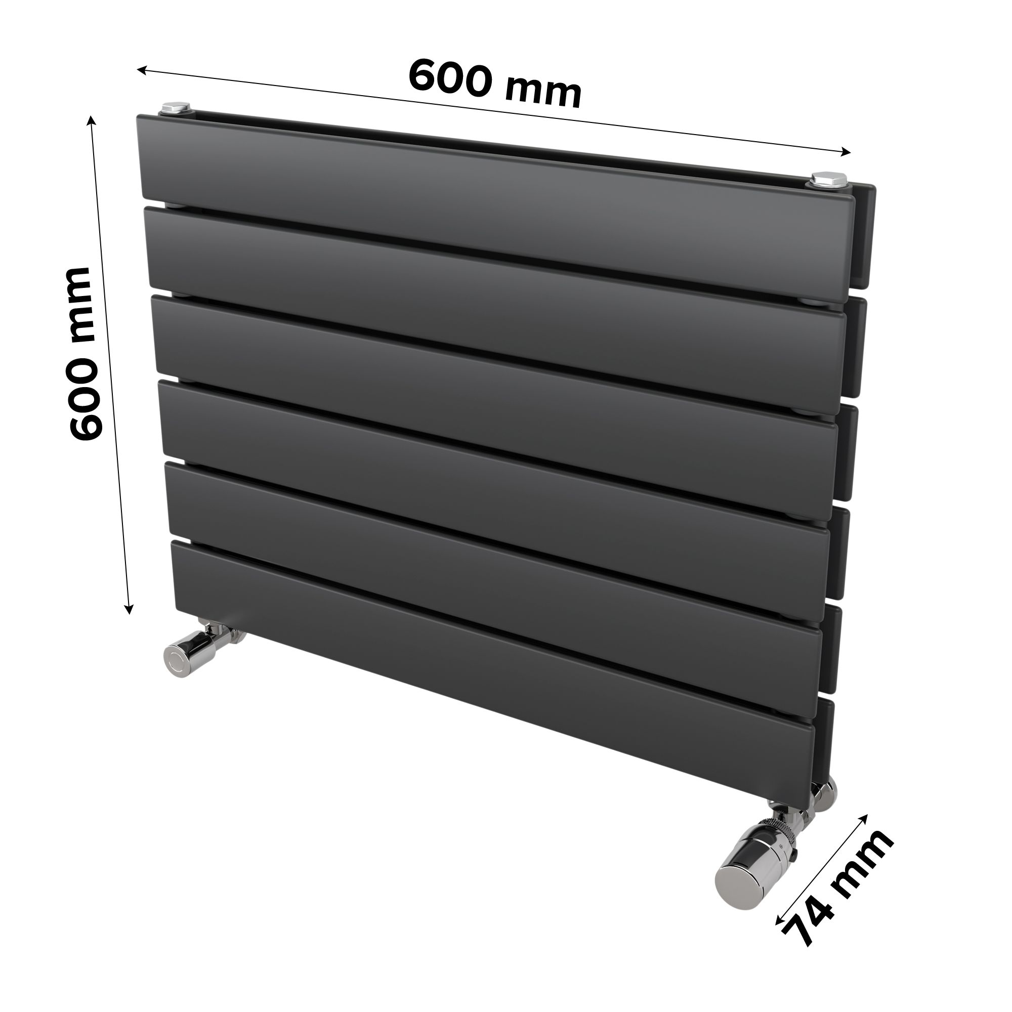 Ximax Vertirad Duplex Satin anthracite Horizontal Designer panel Radiator, (W)600mm x (H)445mm