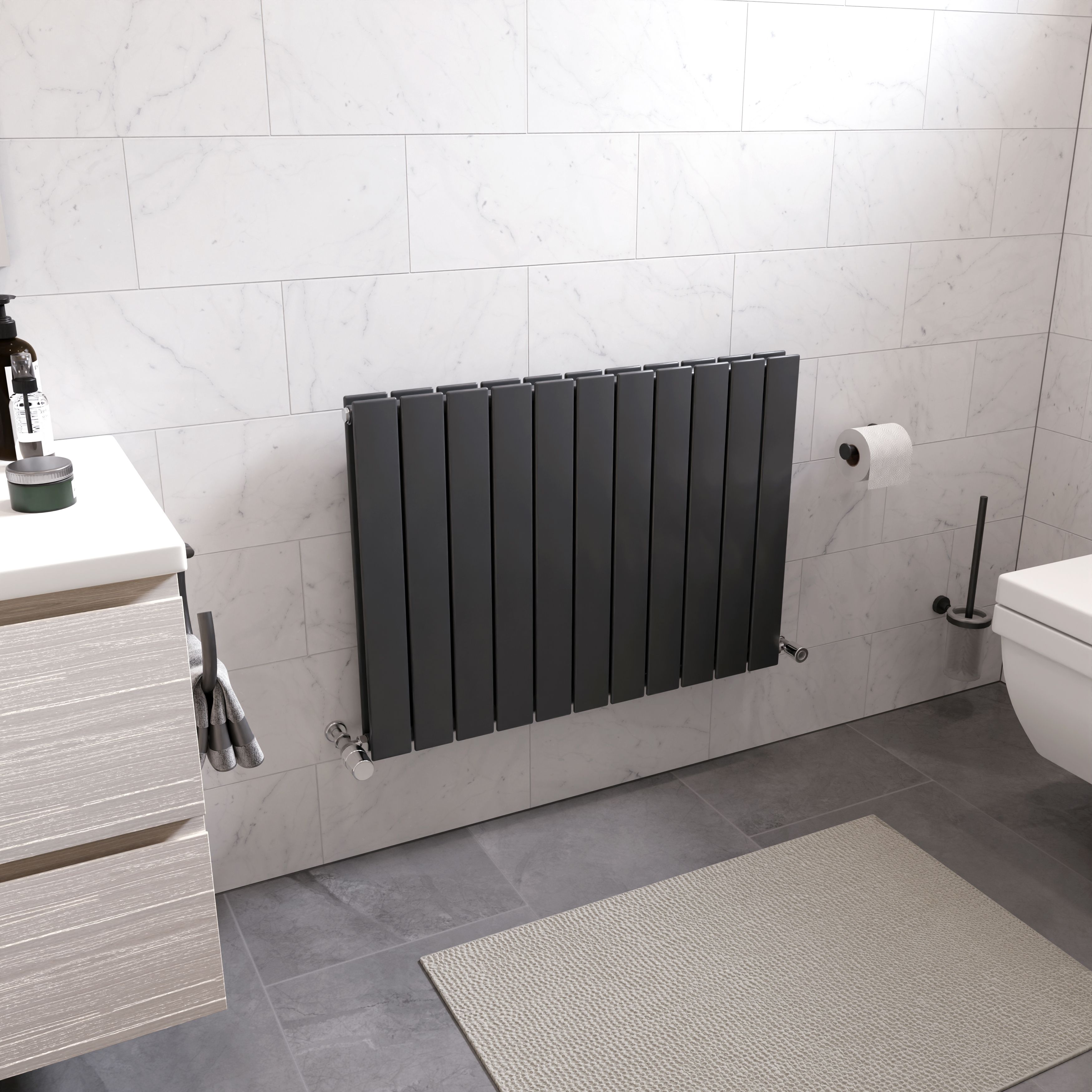 Ximax Vertirad Duplex Satin anthracite Horizontal Designer panel Radiator, (W)820mm x (H)600mm
