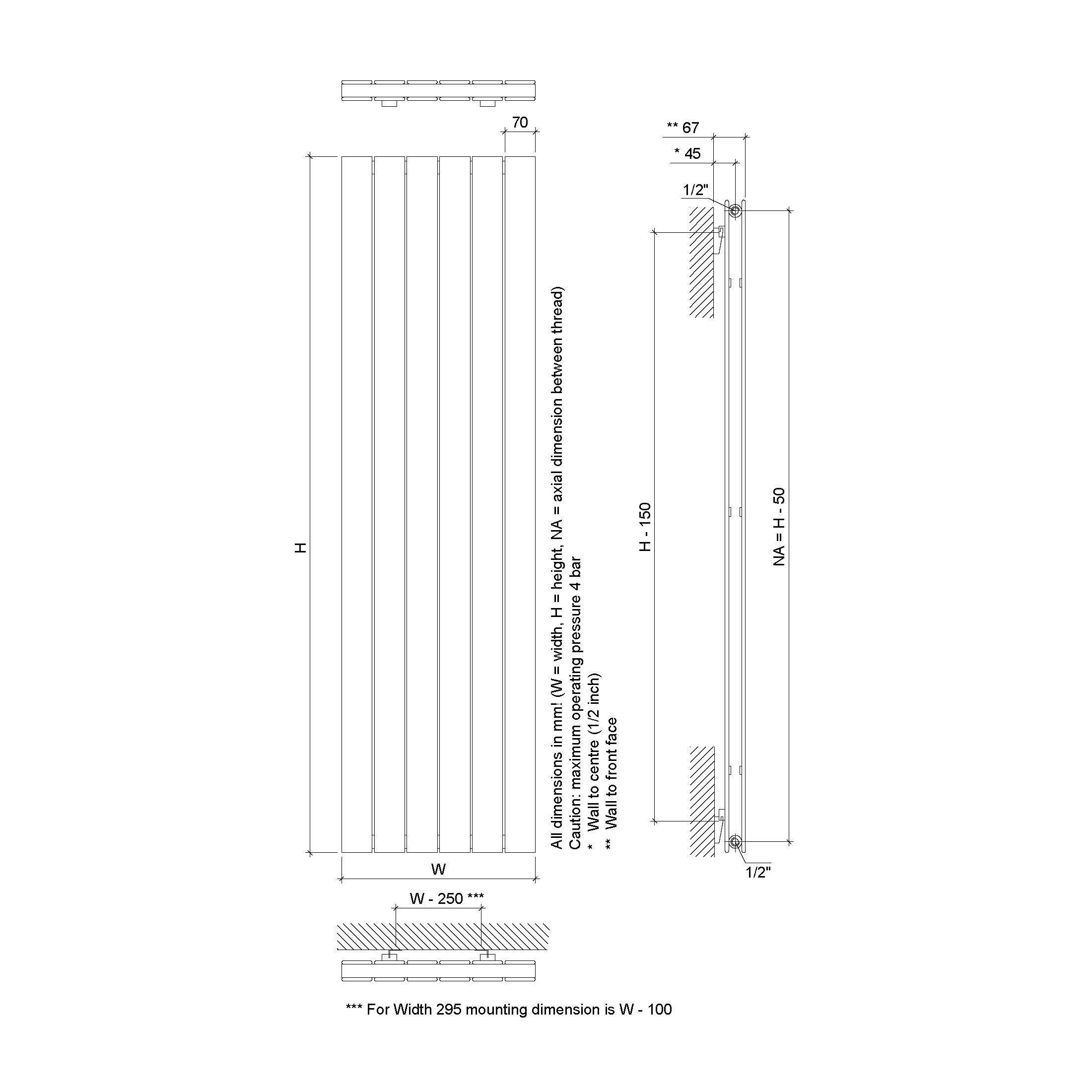 Ximax Vertirad Duplex Satin anthracite Vertical Designer panel Radiator, (W)595mm x (H)1800mm