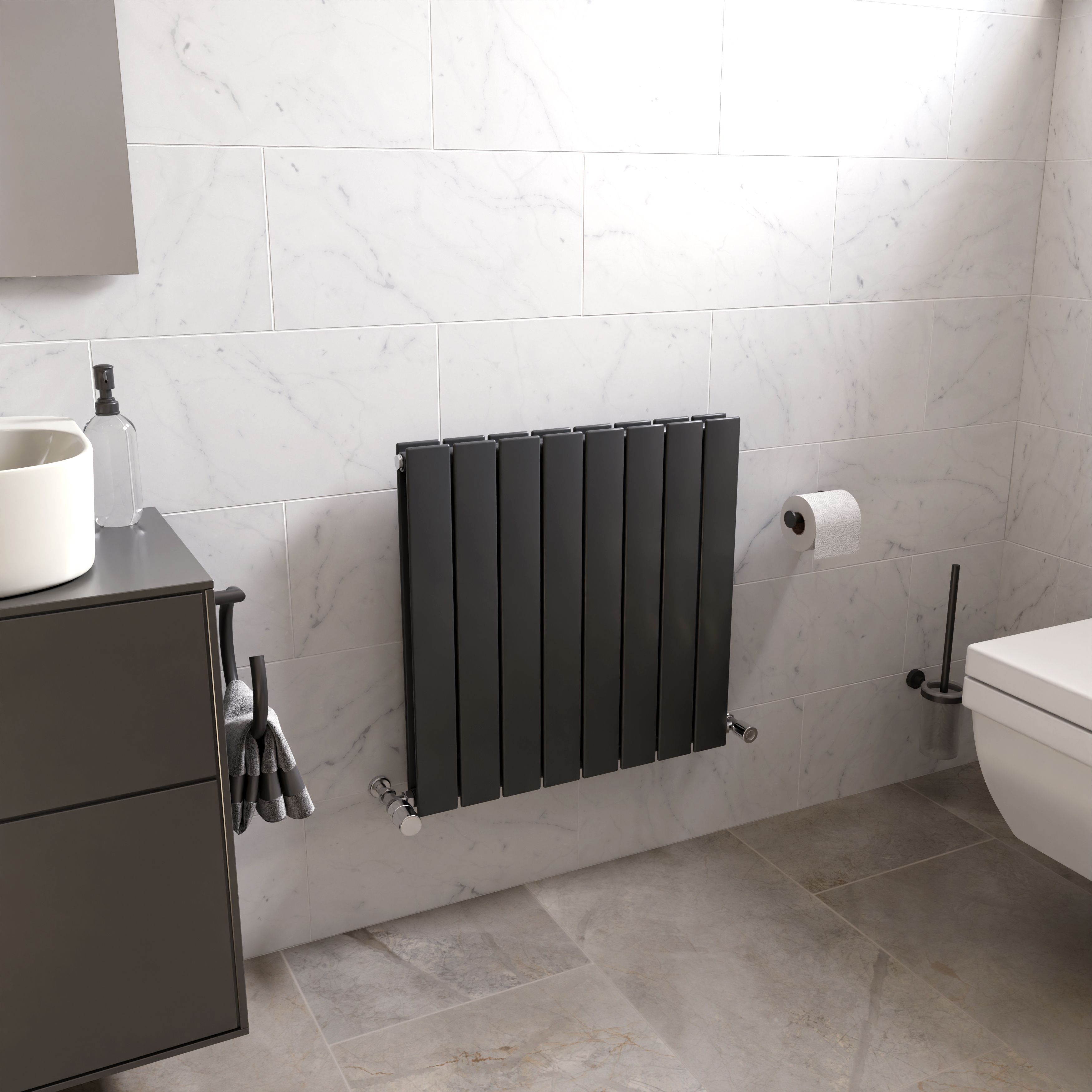 Ximax Vertirad Duplex Satin anthracite Vertical Designer panel Radiator, (W)595mm x (H)600mm