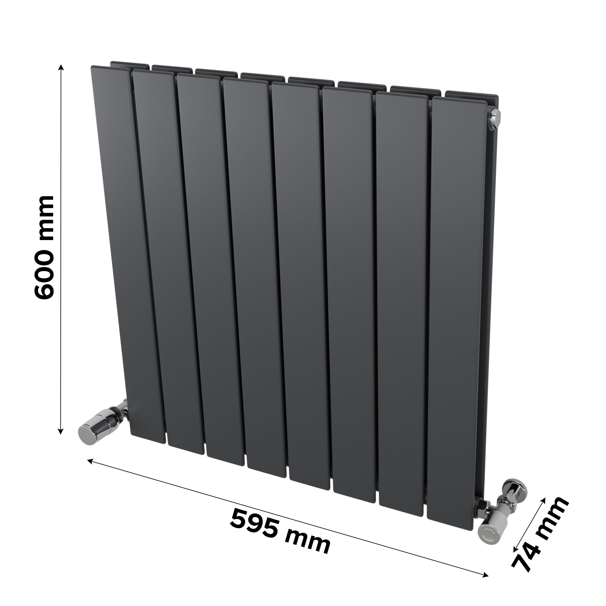 Ximax Vertirad Duplex Satin anthracite Vertical Designer panel Radiator, (W)595mm x (H)600mm